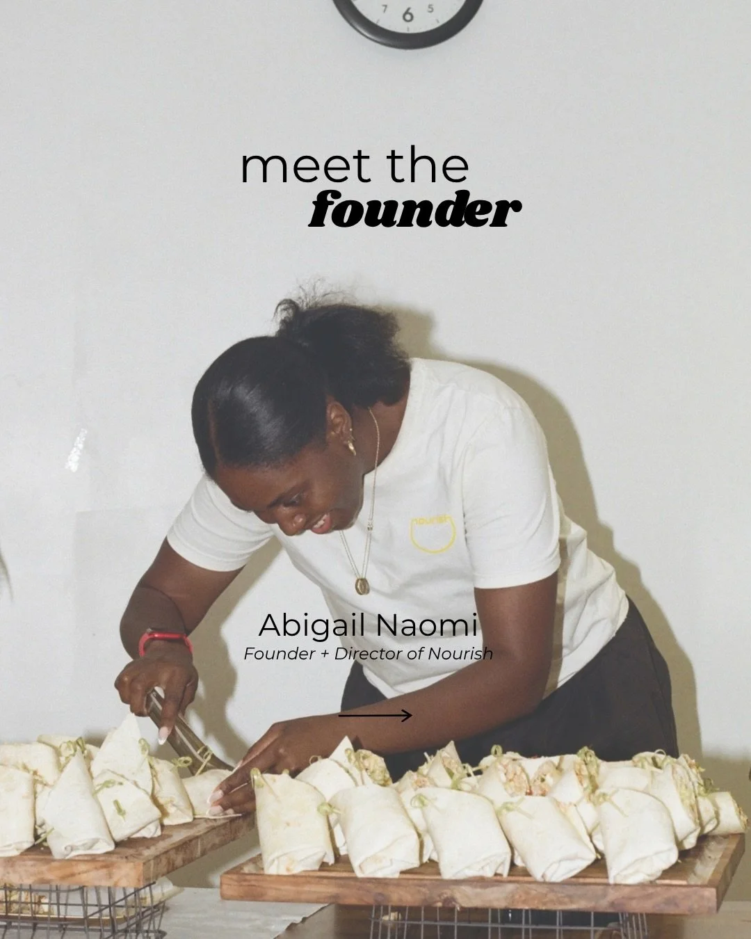 A little introduction, for those who are new here 👋🏾

I&rsquo;m Abigail Naomi, founder + Director of Nourish. A catering studio born from my love of food, hosting and bringing people together. I&rsquo;ve always believed that food is at the centre o