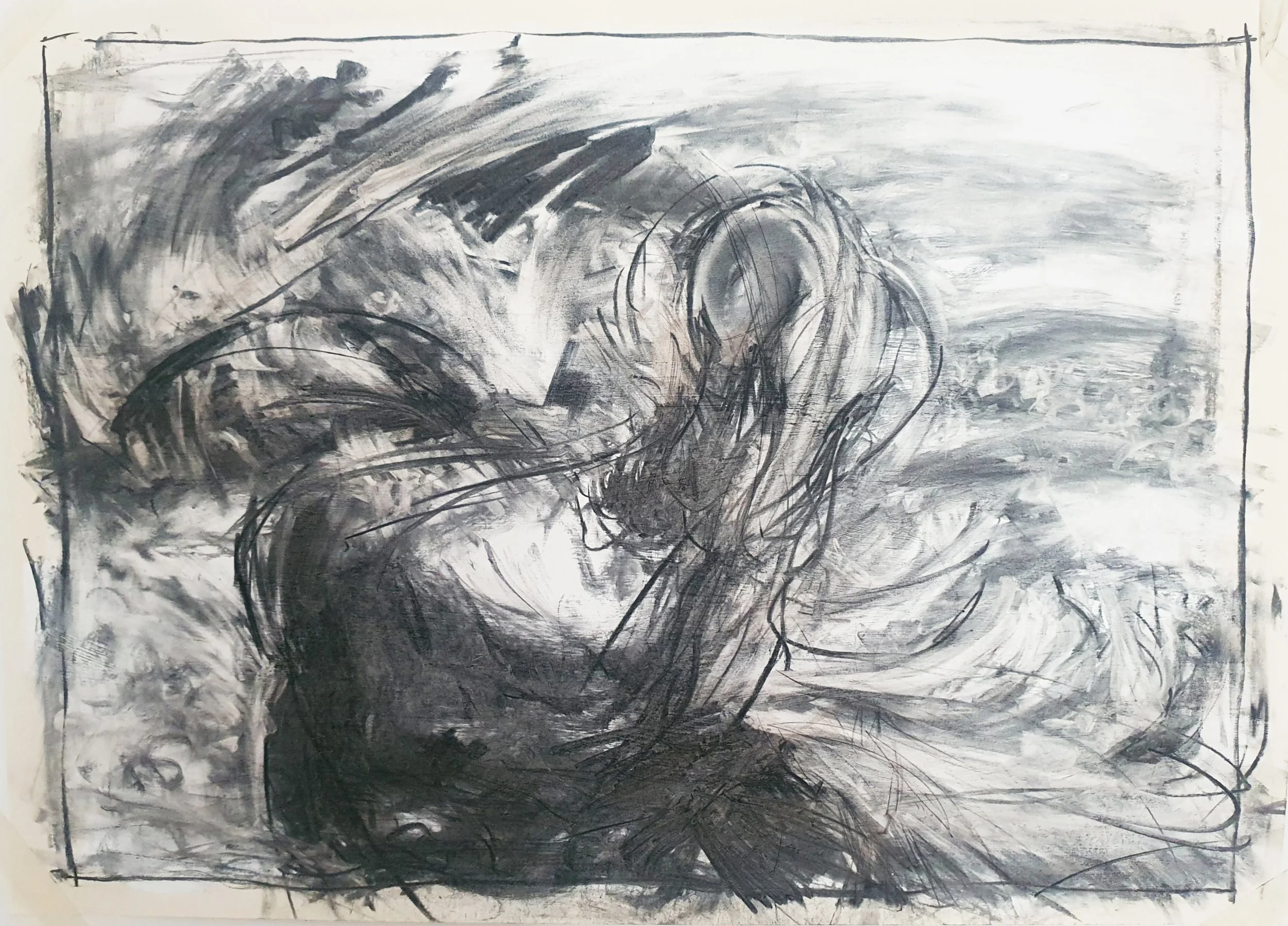 Untitled: Swan Game.02
Charcoal, Gesso, Rubbing Ink
84 x 59 cm