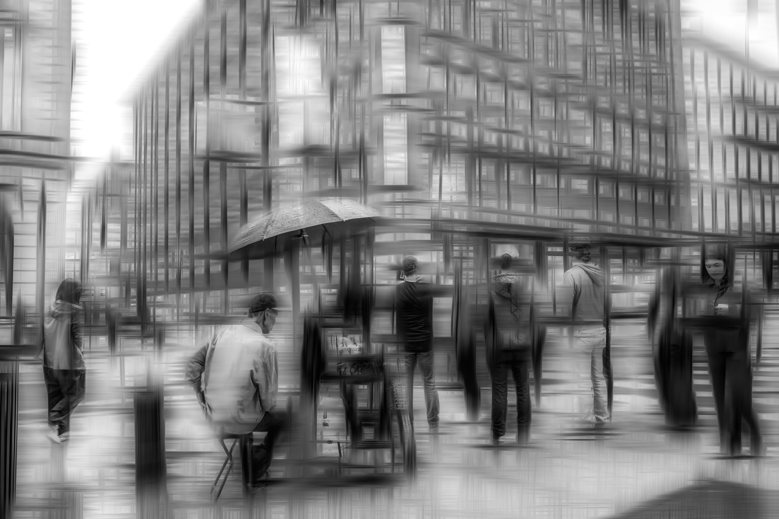 Selling Umbrellas Monochrome