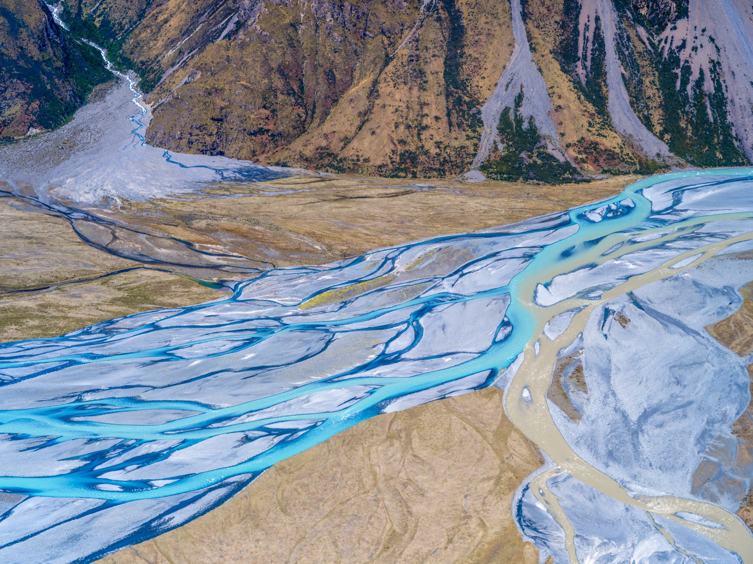 Tasman River Aerial, Tasman Glacier, NZ