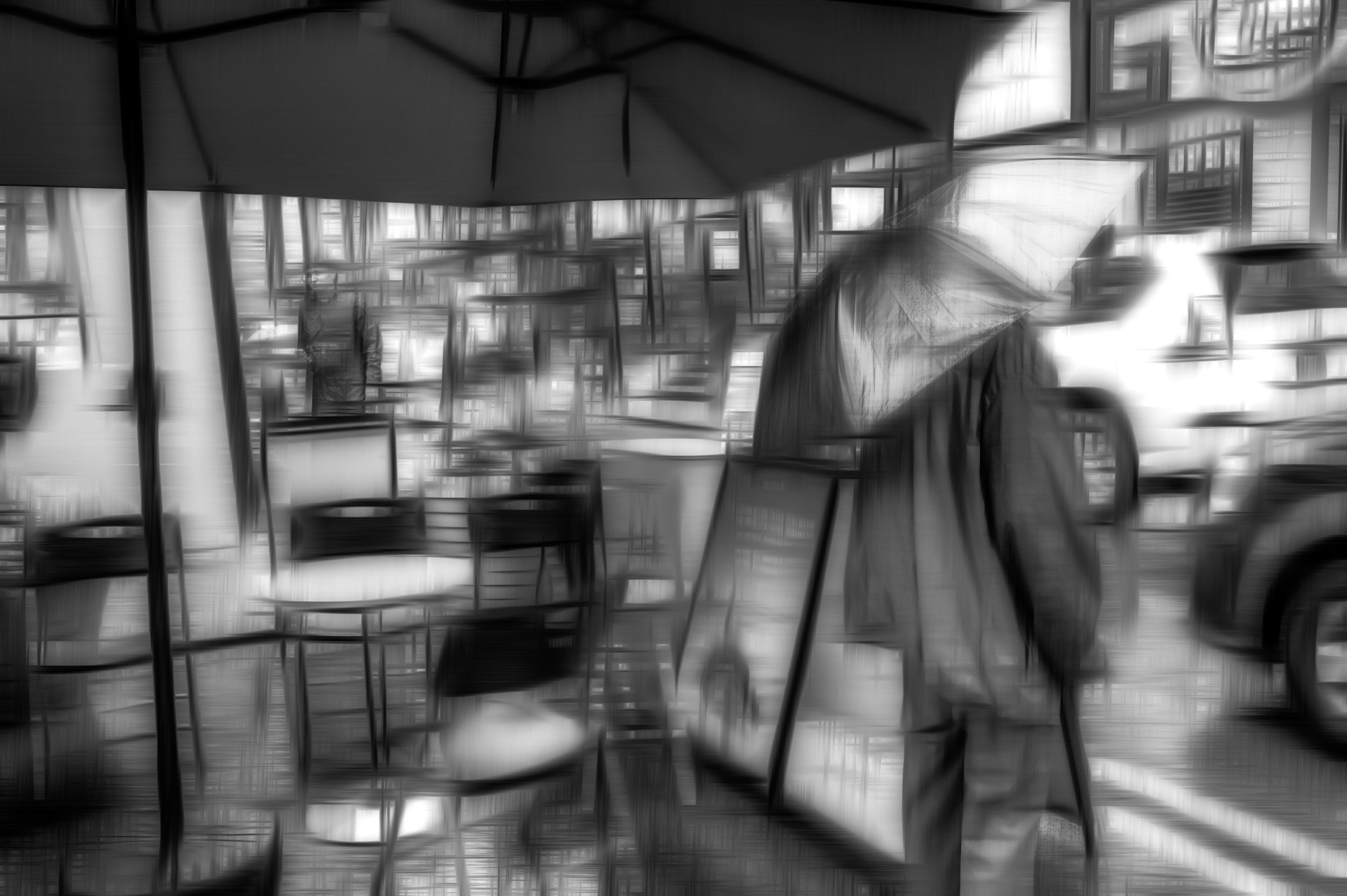 Rainy Day on Pell Street Monochrome