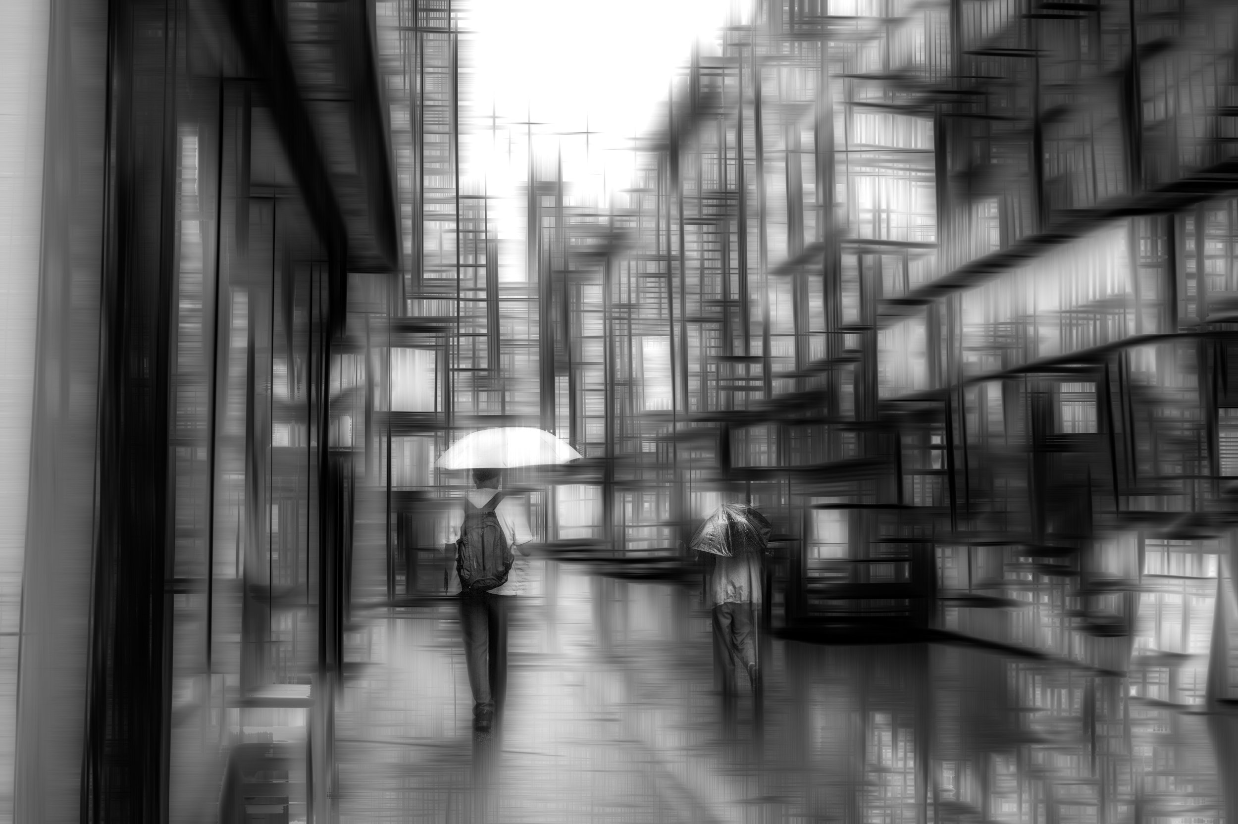 Pell Street in the Rain Monochrome