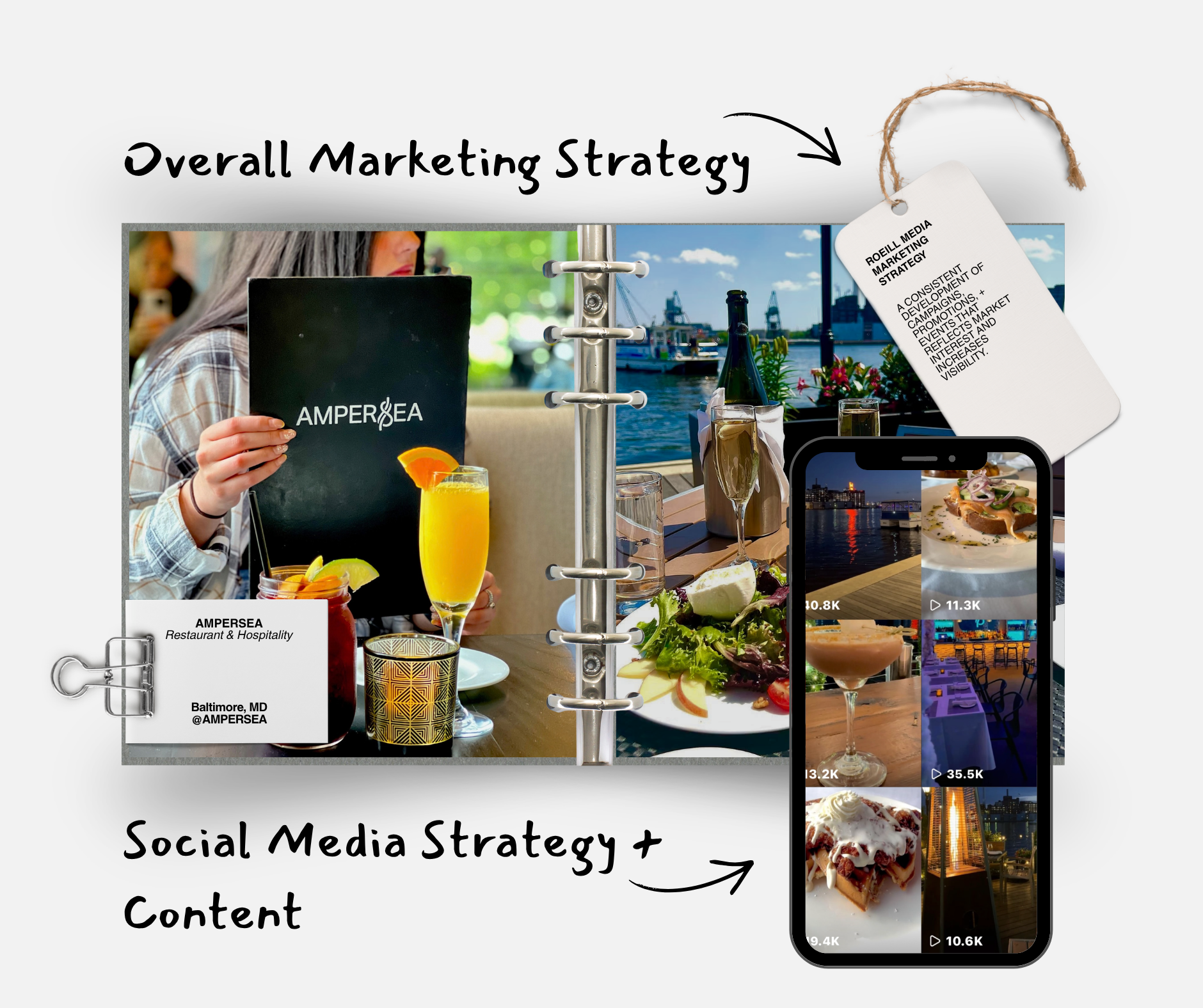 Social media and content creation work by Roeill Media for Ampersea, a waterfront restaurant in Baltimore, Maryland.