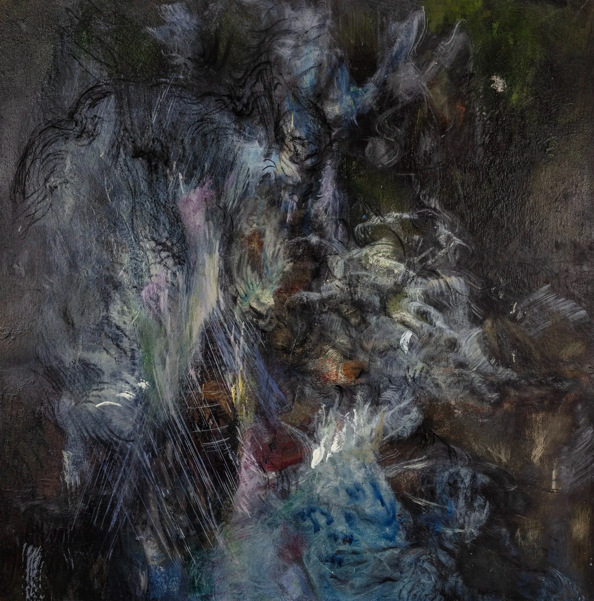 23_OW_15, 
oil, pigments and charcoal on wood, 
60x60 cm, 
2022-2024