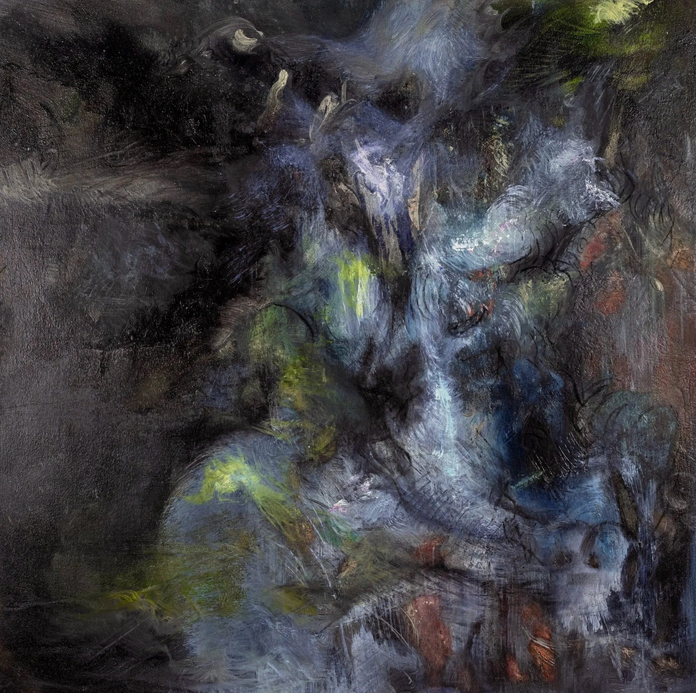 23_OW_16, 
oil, pigments and charcoal on wood, 
60x60 cm, 
2022-2024