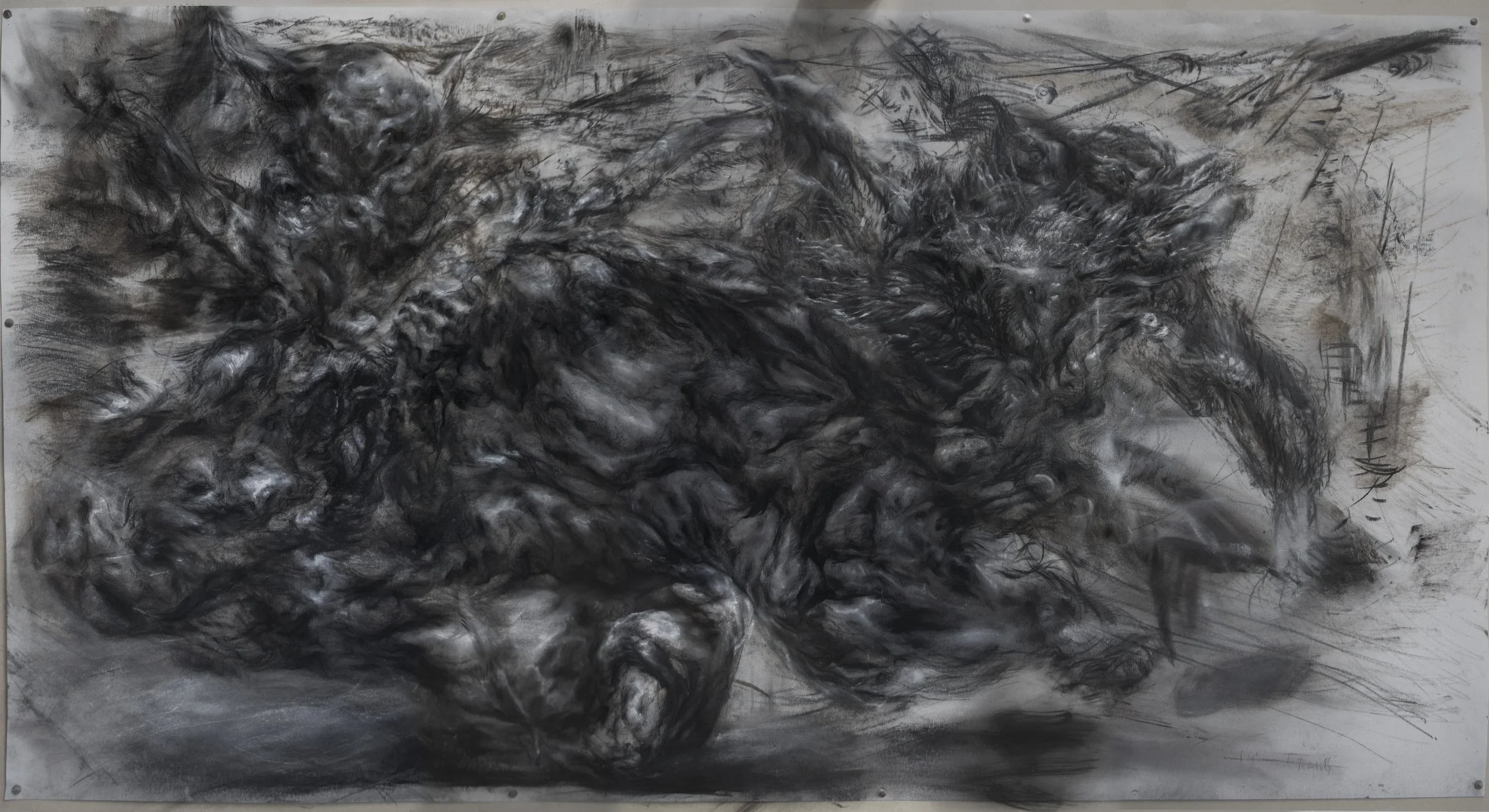 22-CP-05, 
charcoal, titanium dioxide on paper
186 x 100 cm
2021–2023