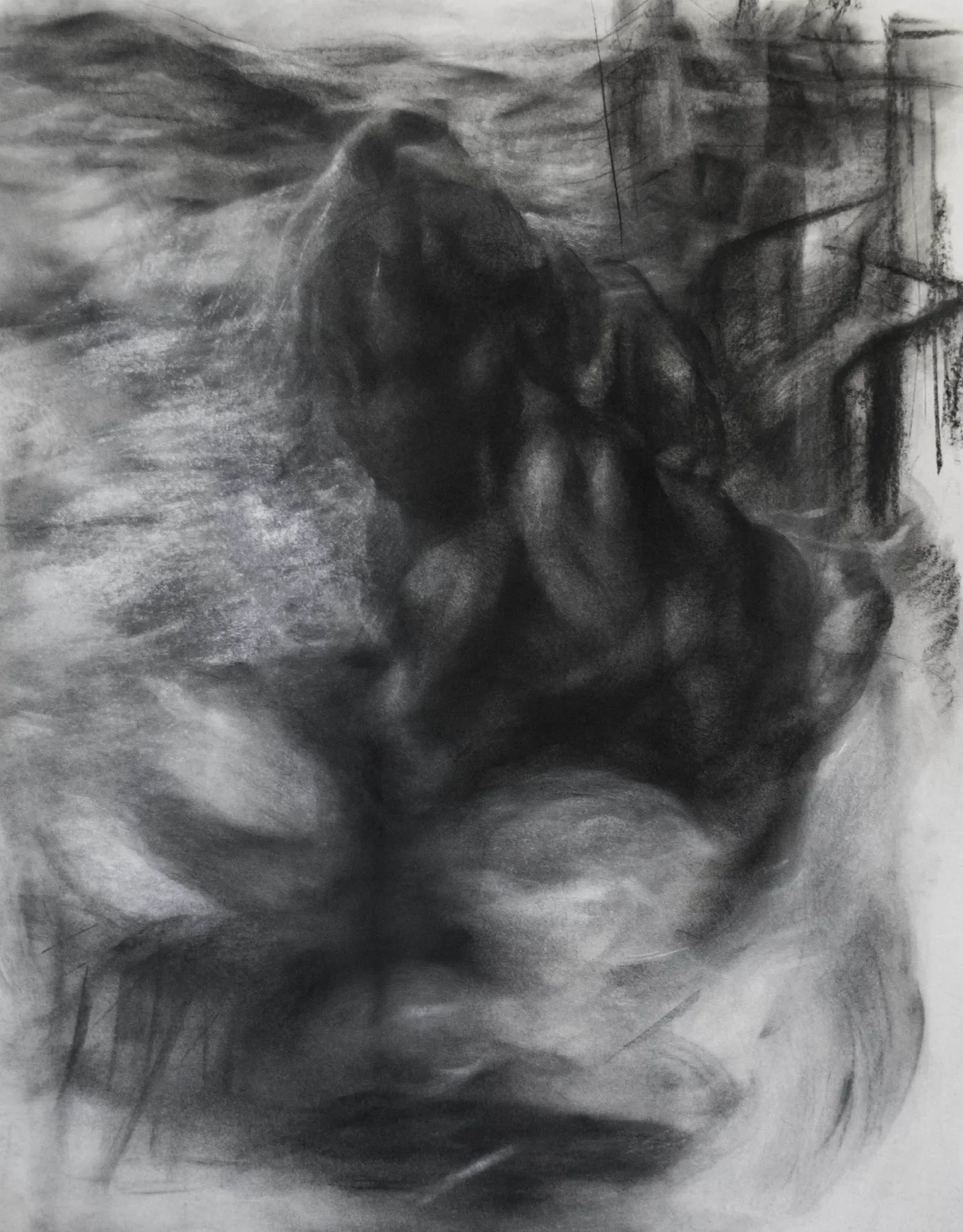 Noah, charcoal drawing on fiberglass paper 2015 / 100 x 135 cm
