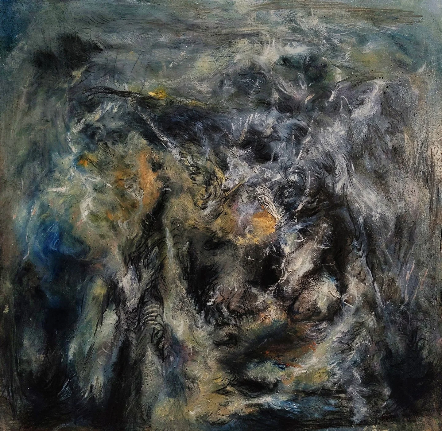 23_OW_17, 
oil, pigments and charcoal on wood, 
60x60 cm, 
2022-2024