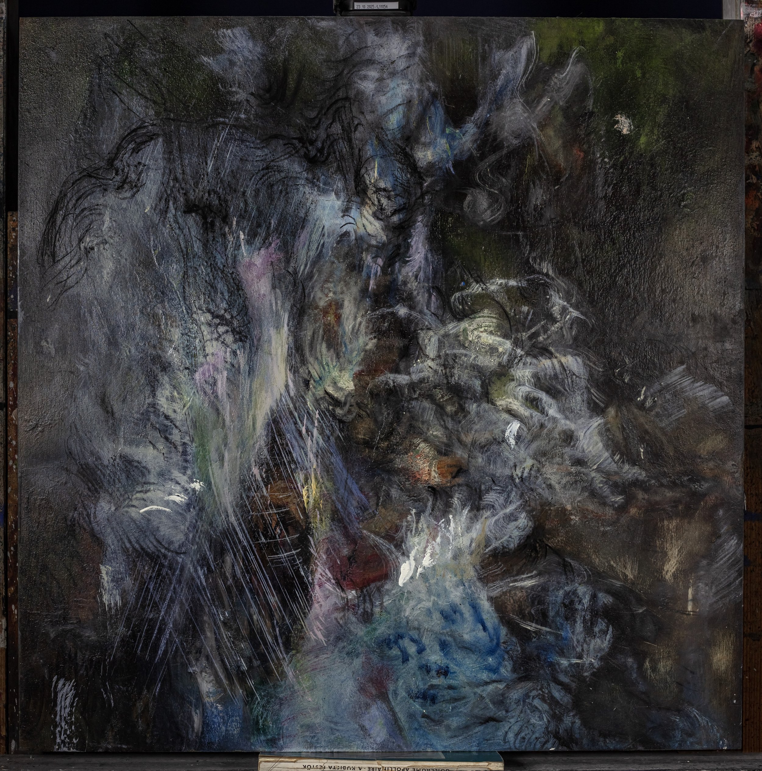 23_OW_15, 
oil, pigments and charcoal on wood, 
60x60 cm, 
2022-2024