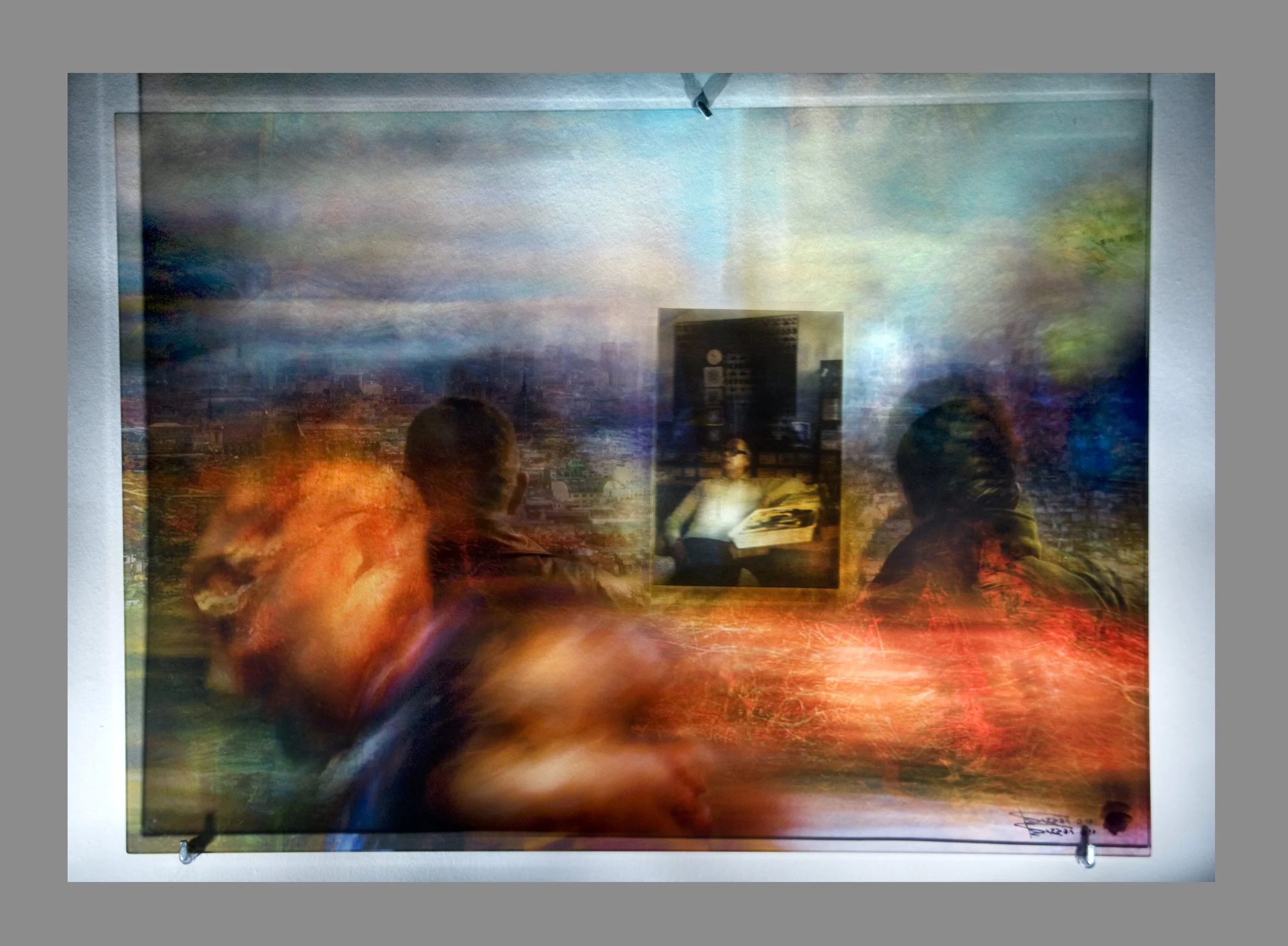 Vasarely in Paris, layered glass print with Herve’s portrait, 600 x 800 x 10 mm, 2019