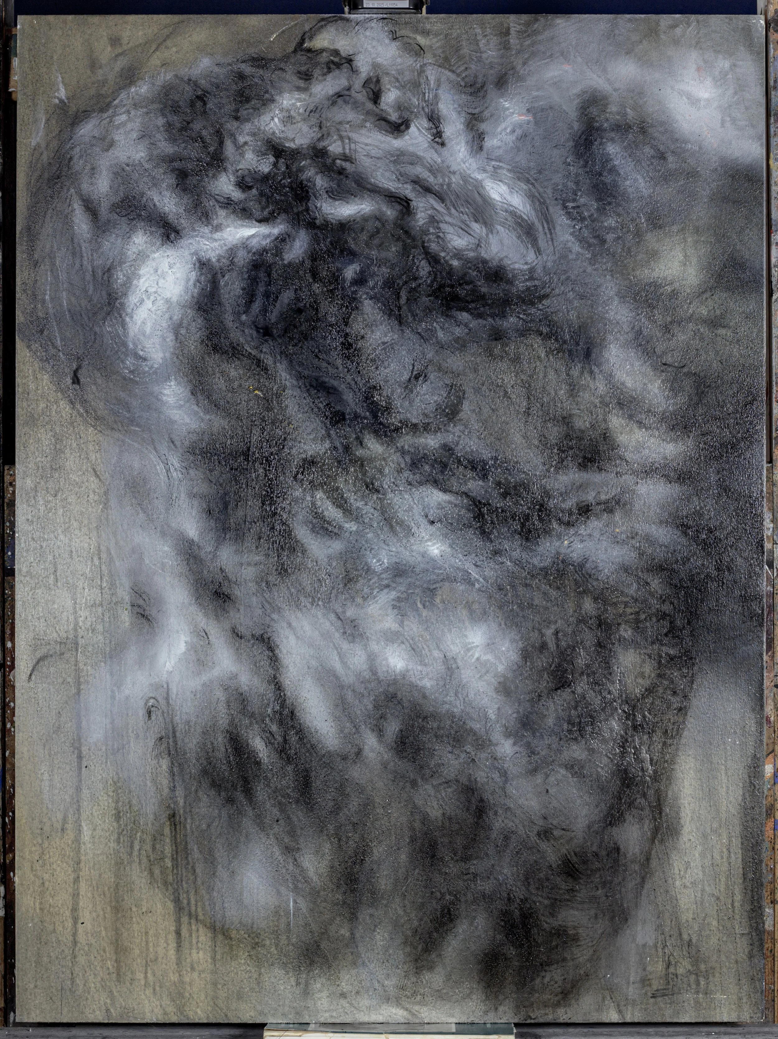 23_OW_10, 
oil, pigments and charcoal on wood, 
60x82 cm, 
2023