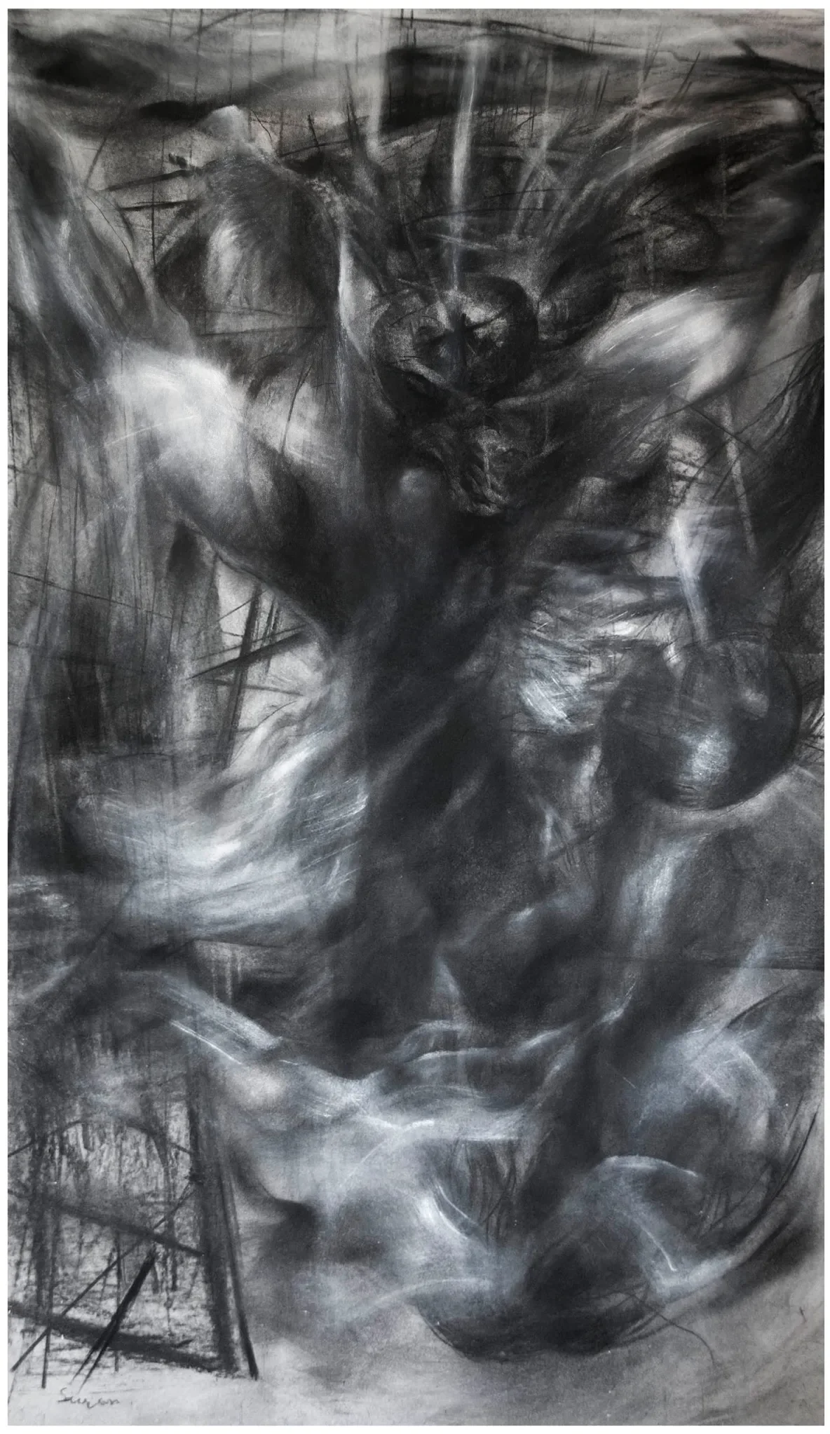Malach, charcoal drawing on fiberglass paper 2016 / 100 x 160 cm