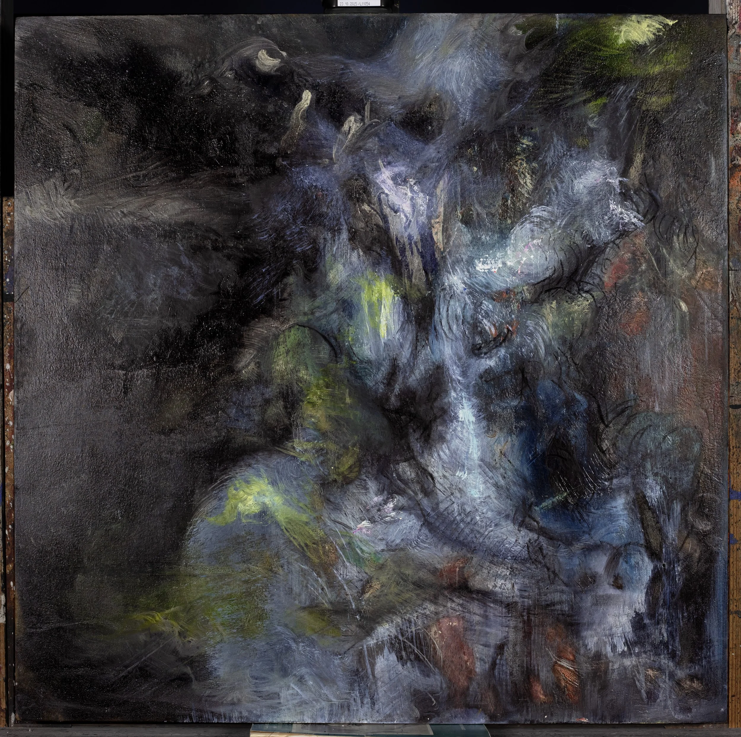 23_OW_16, 
oil, pigments and charcoal on wood, 
60x60 cm, 
2022-2024