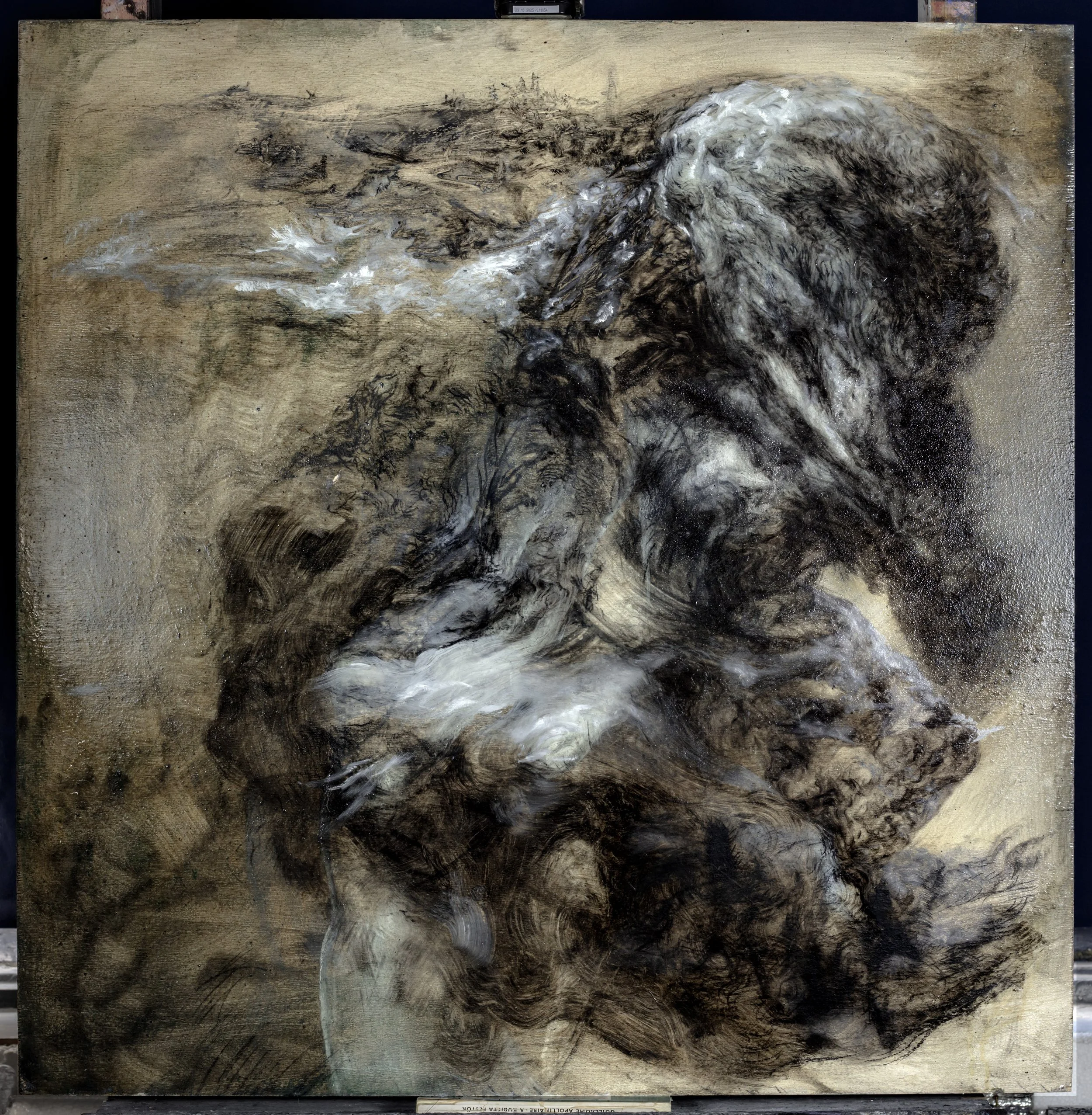 23_OW_08, 
oil, pigments and charcoal on wood,
86x84 cm, 
2023
