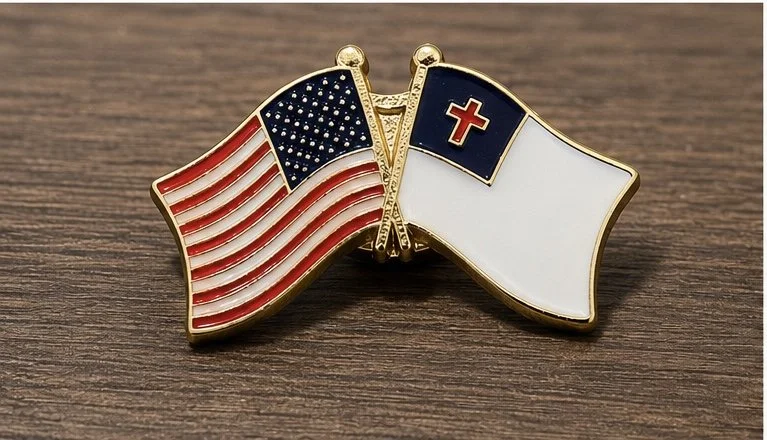 American and Christian Flag pin
