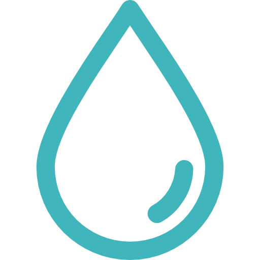 Blue water droplet icon on a black background.