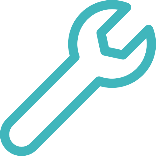 A teal-colored wrench icon representing tools or repair.