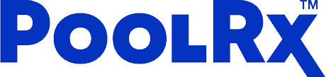 PoolRx logo with blue text on a white background
