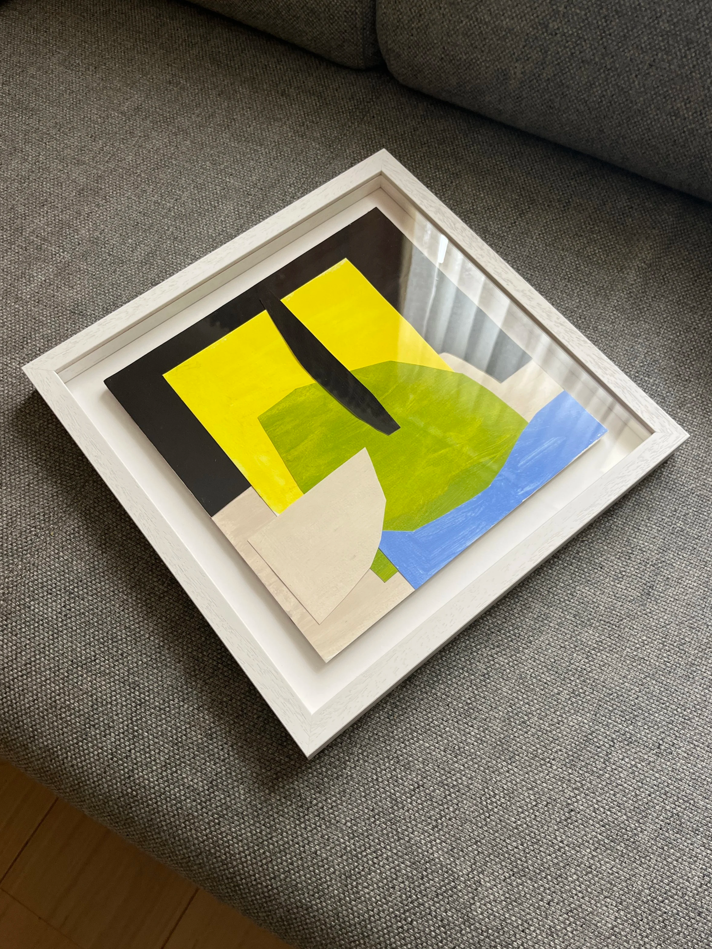 Available.  40 x 40 cm. Acrylic on paper. Ayous Wood Frame. Enquire for details.