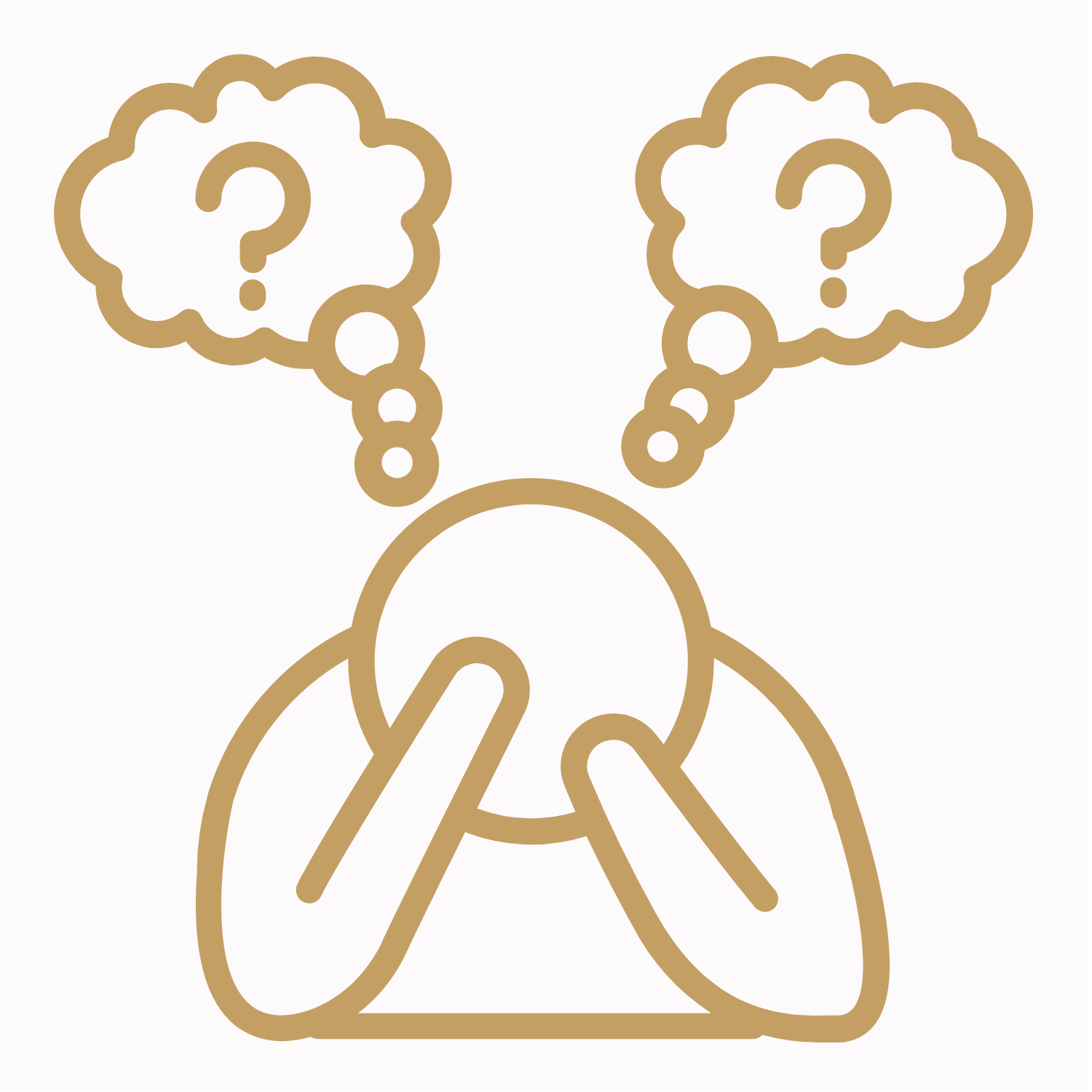 graphic of a worried person with questions in thought bubble