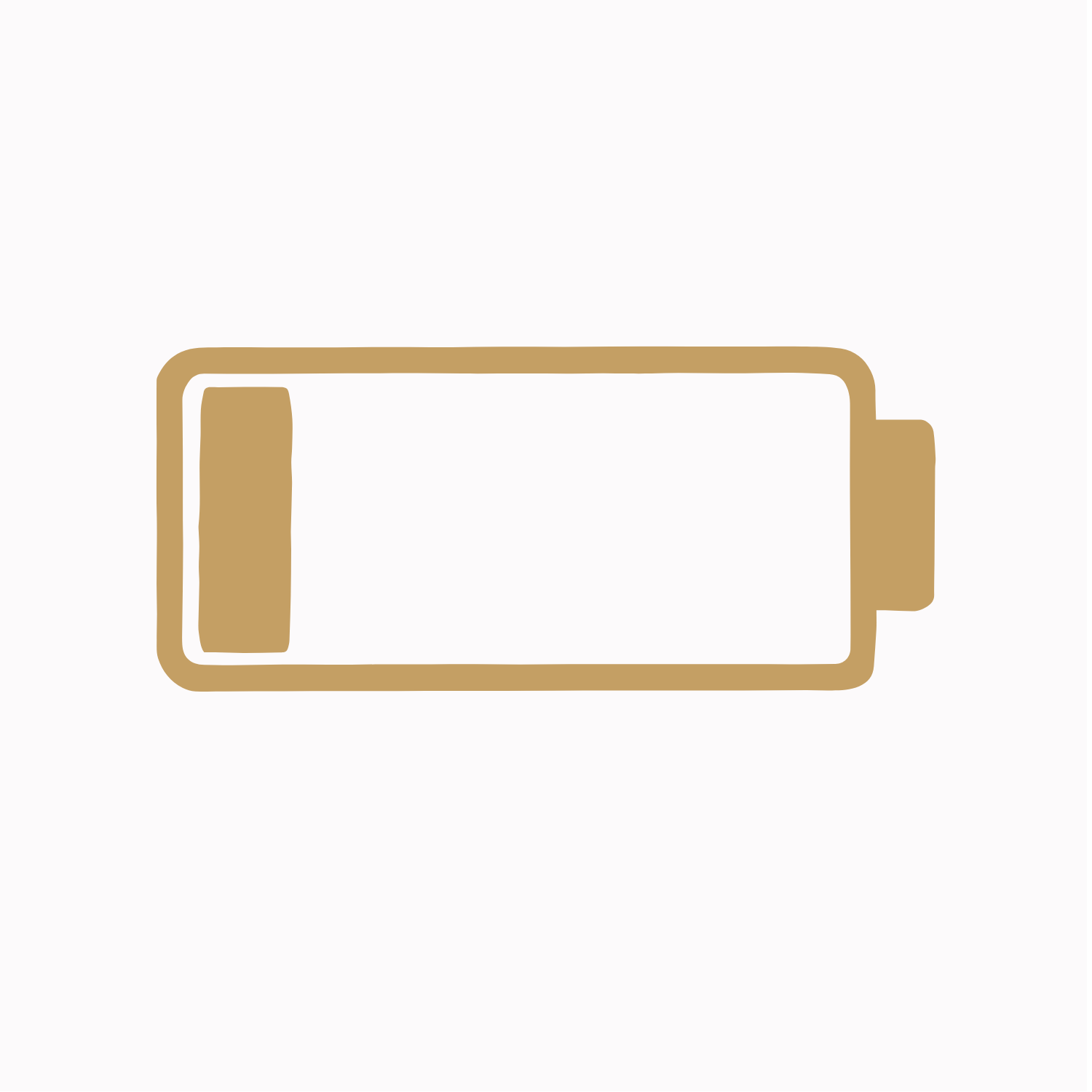 Picture graphic of a battery that has a low charge