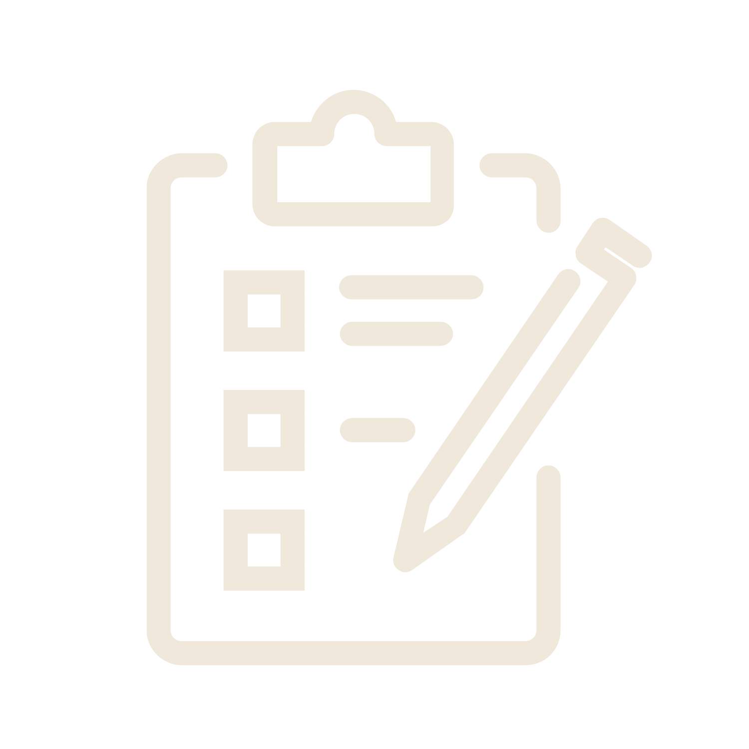 Outline of a clipboard with checklist and pencil