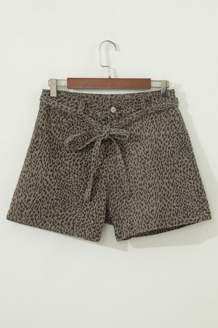 Leopard Dune Denim Shorts