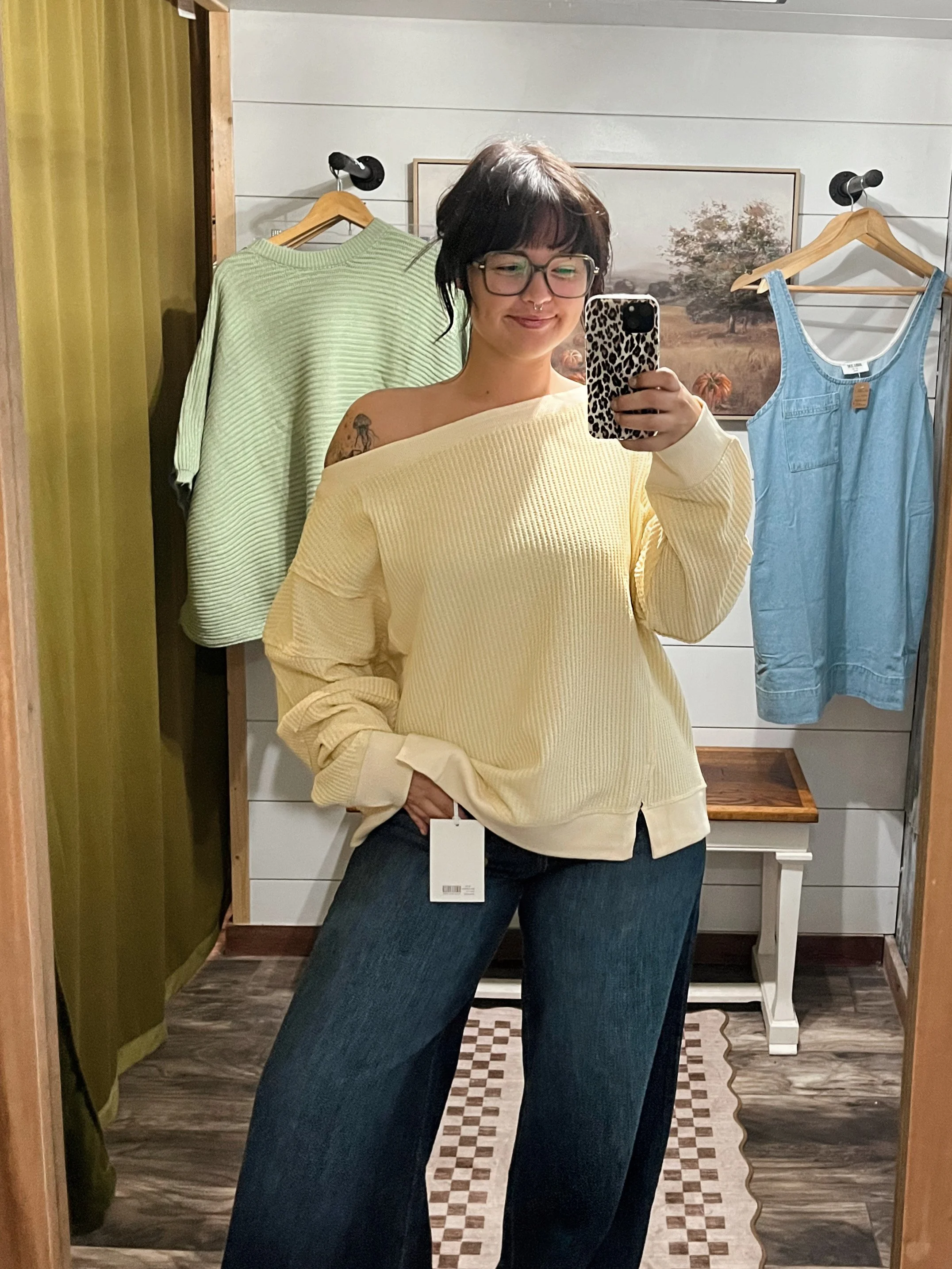 Butter Waffle Knit Boat Neck Sweater