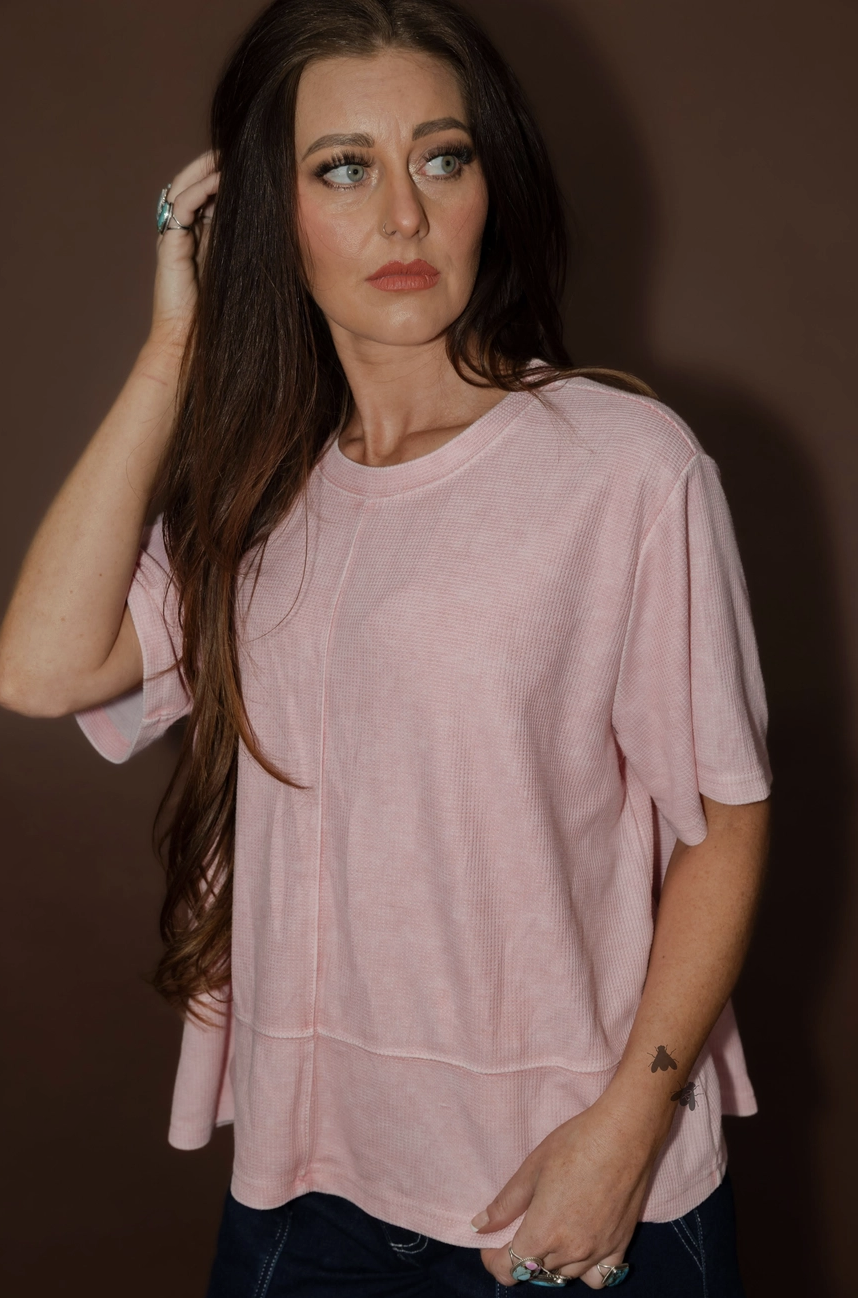 Classic Blush Waffle Knit Top