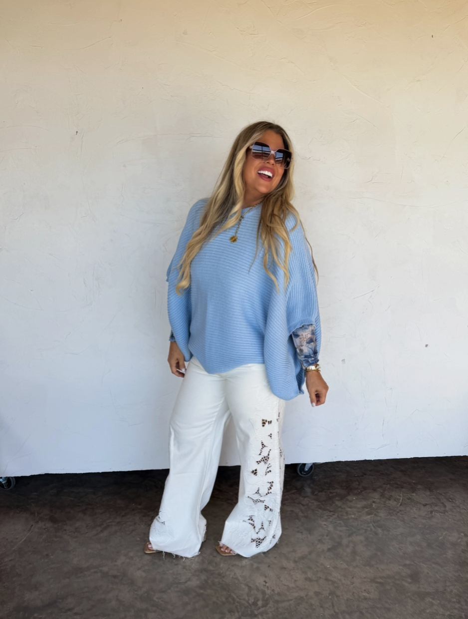 Breezy Blue Meg Pullover Poncho