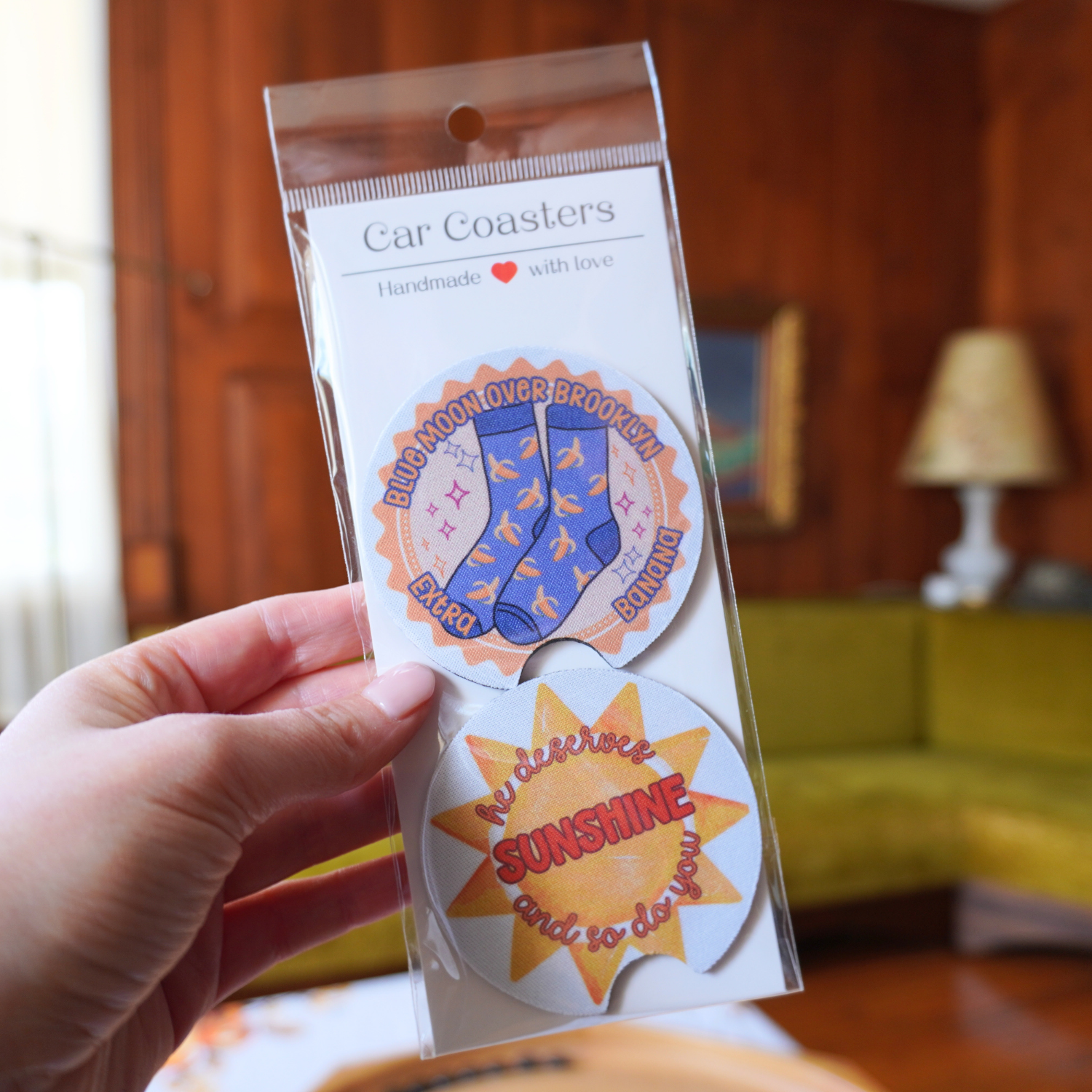 Banana Socks & Sunshine Car Coaster
