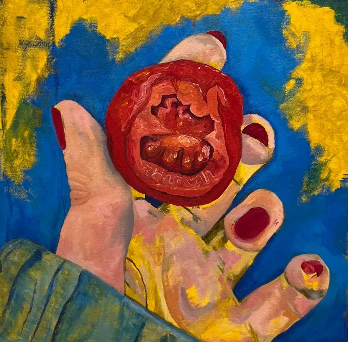 "Eating Out" - 2025, Acrylic and Oil on Canvas, 50 x 50cm