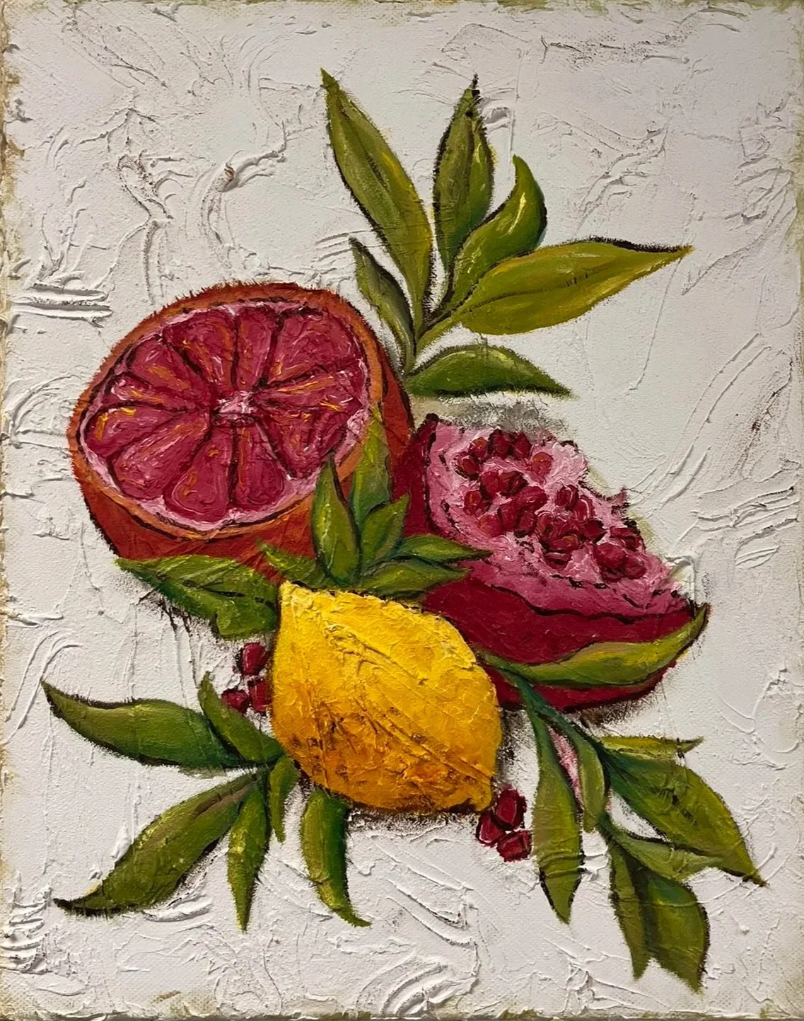 "Charlotte's Citrus" - 2026, Oil on Plaster spread over Canvas 