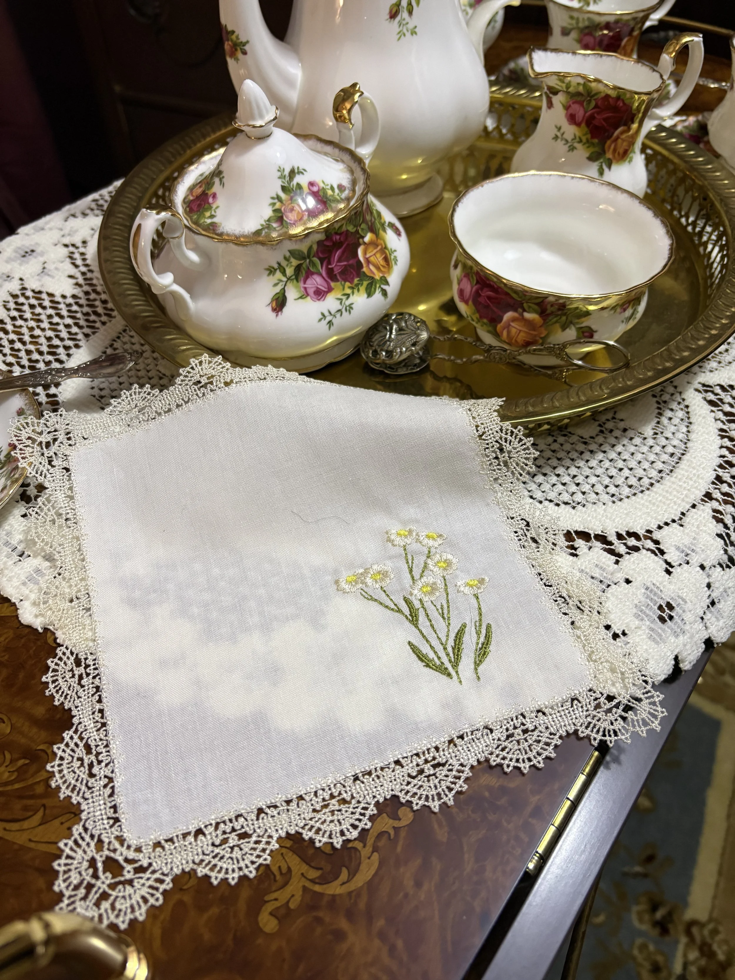Moonlit Daisies Lace Handkerchief tea service.jpeg