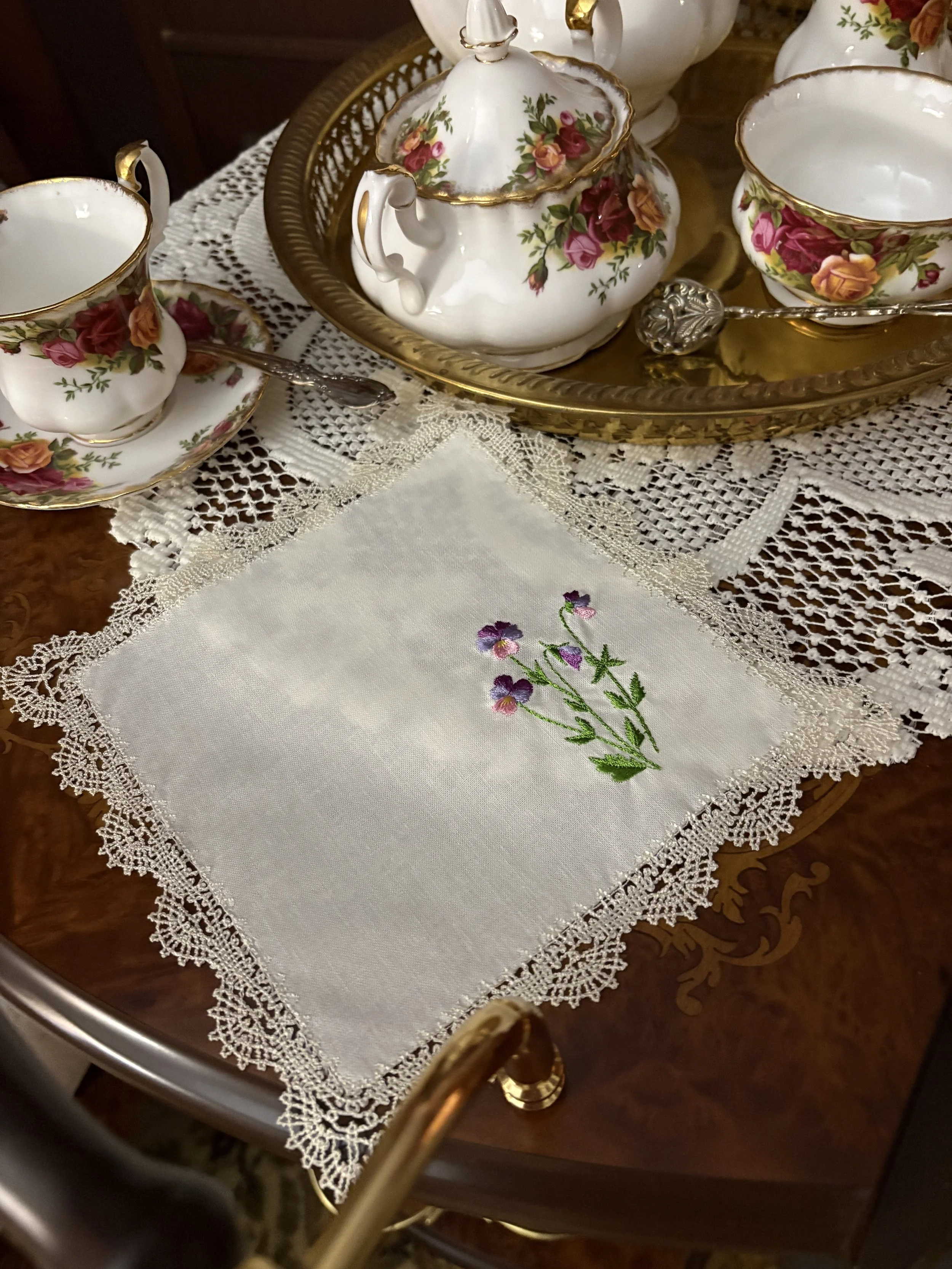 Victorian Violas Lace Handkerchief teatime.jpeg