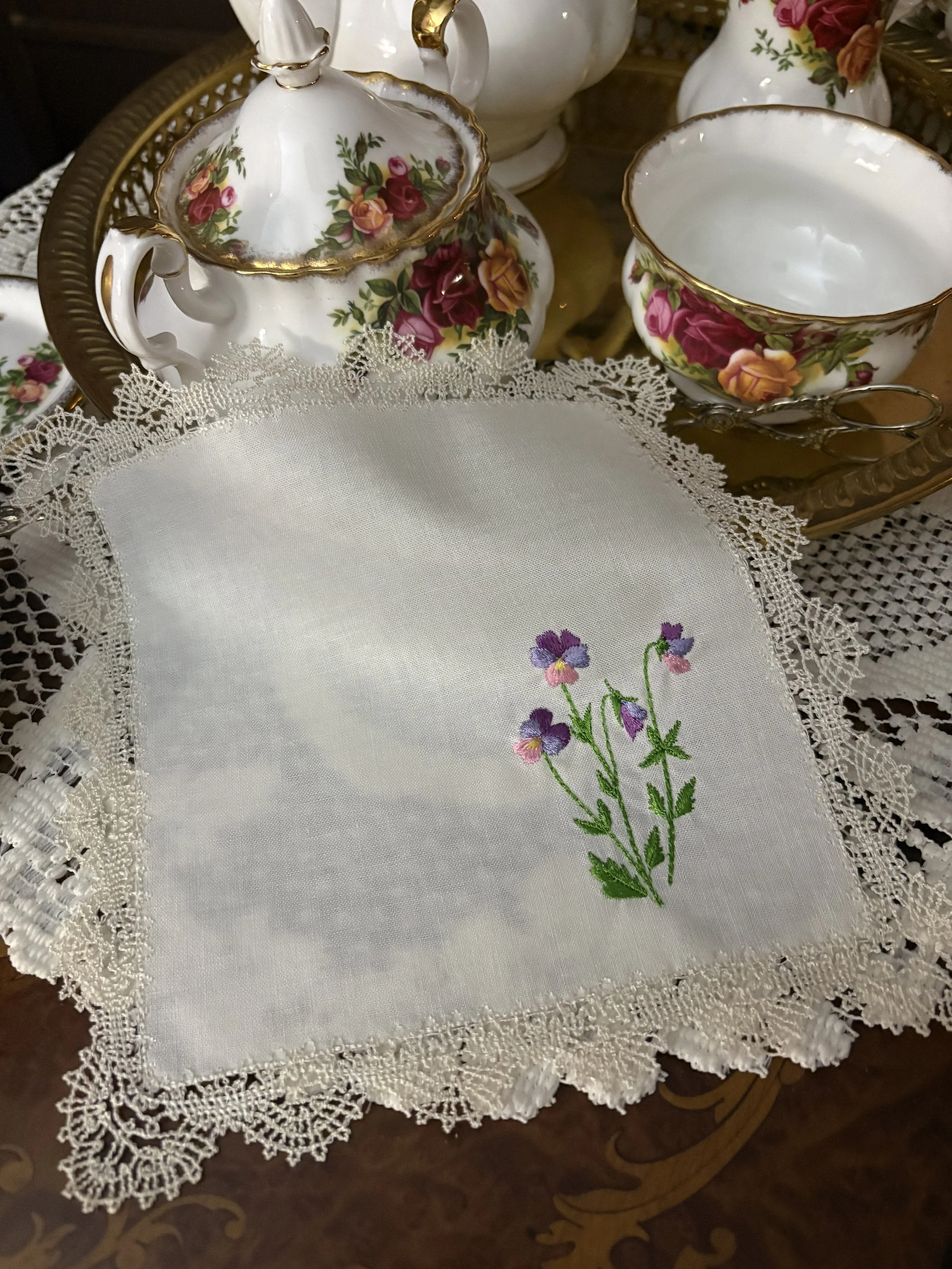 Victorian Violas Lace Handkerchief tea service.jpeg