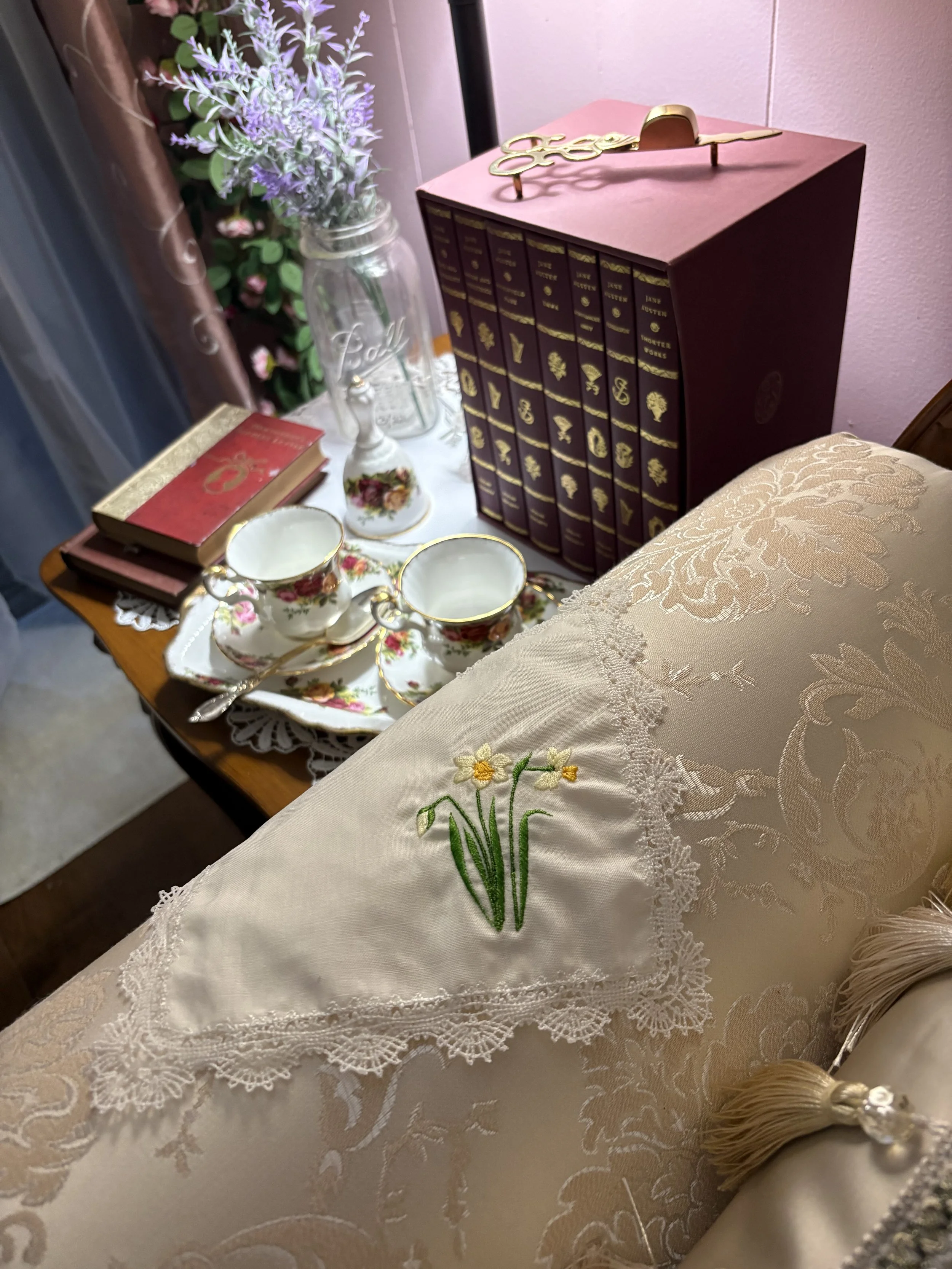 Hope Narcissus Heirloom Handkerchief chaise.jpeg