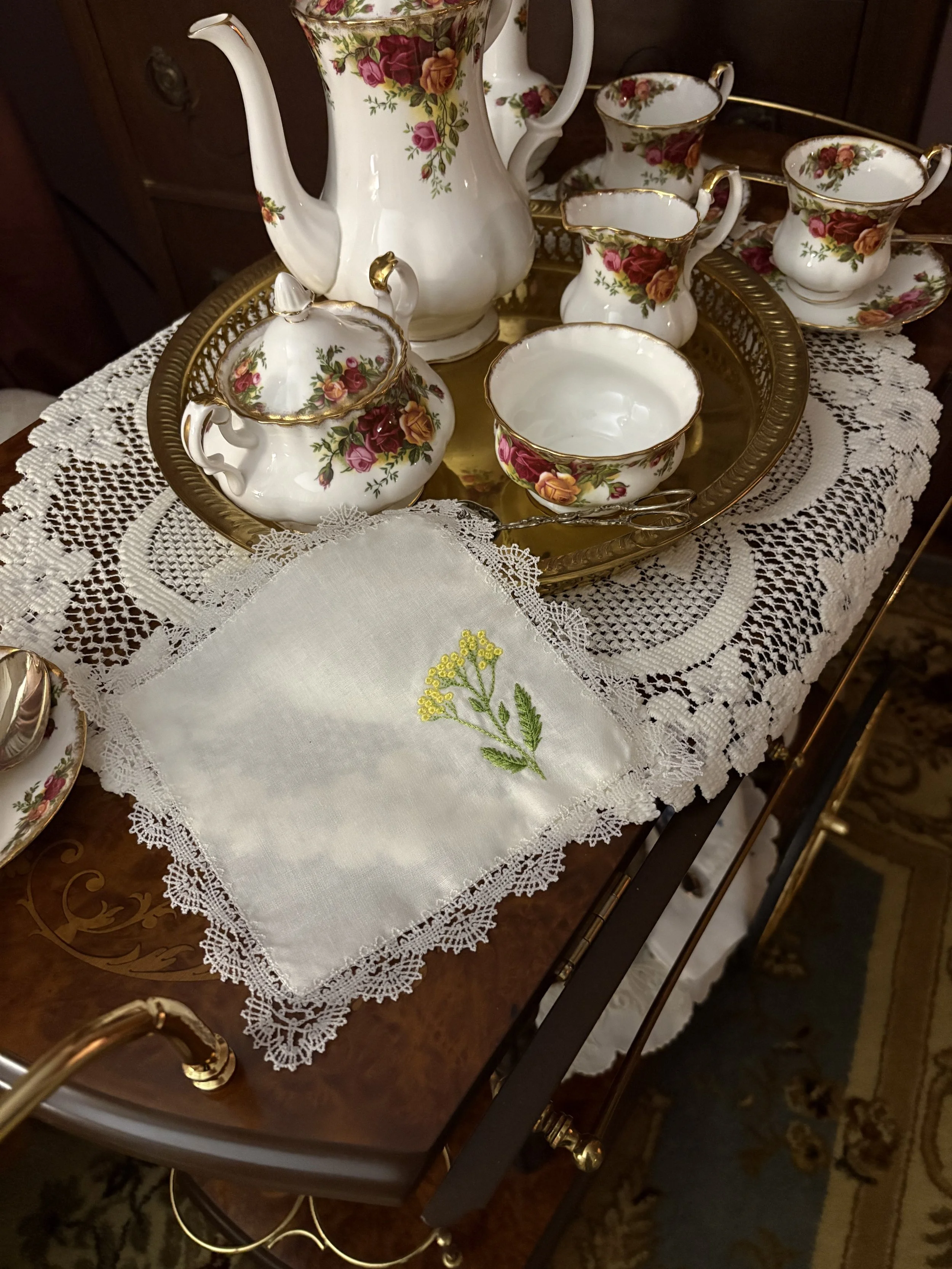 Yarrow and Lace Handkerchief