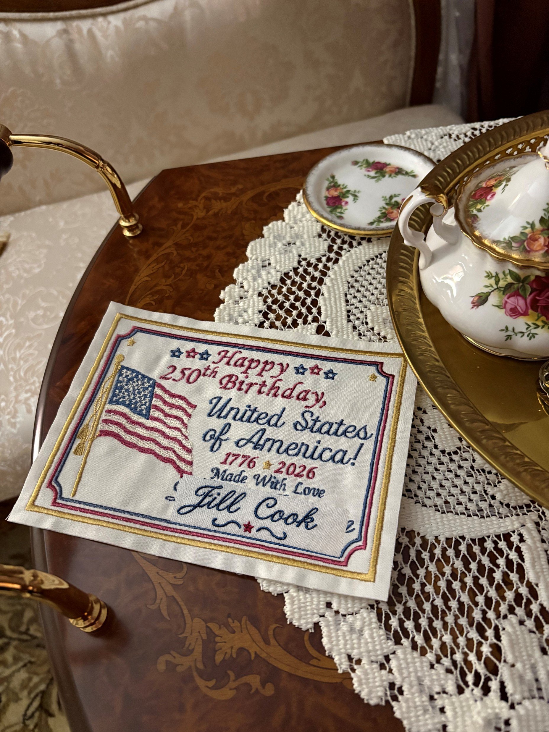 Happy 250th Birthday America Personalized Quilt Label tea service.jpg