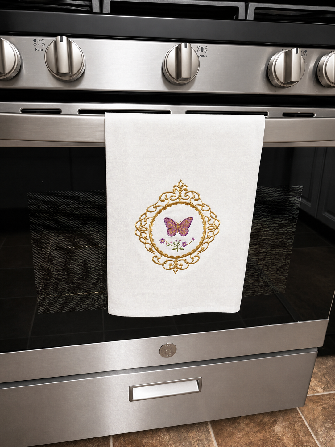 Victorian Cameo Regal Butterfly Tea Towel kitchen.png