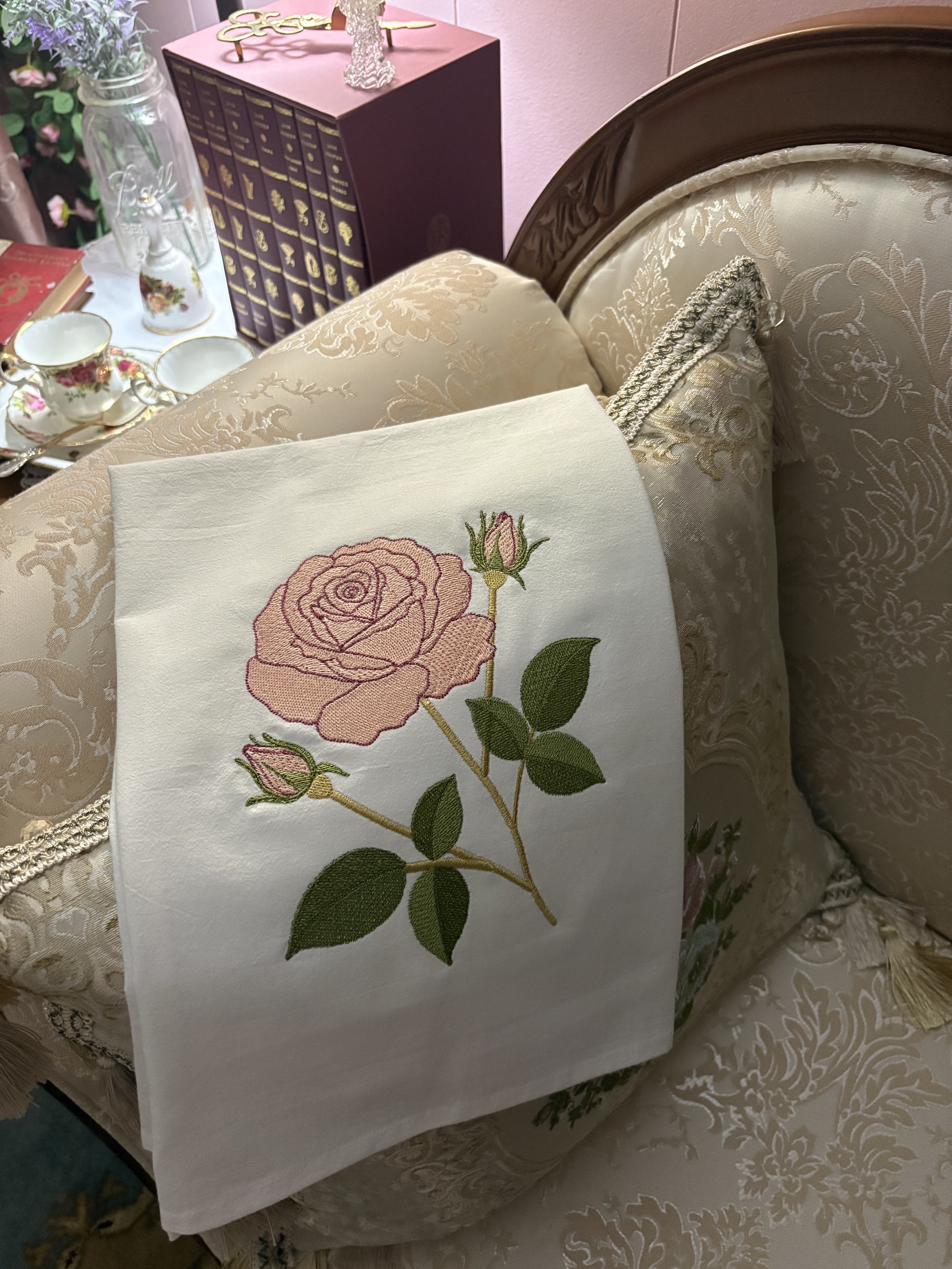 Victorian Tea Rose Heirloom Tea Towel chaise.jpeg