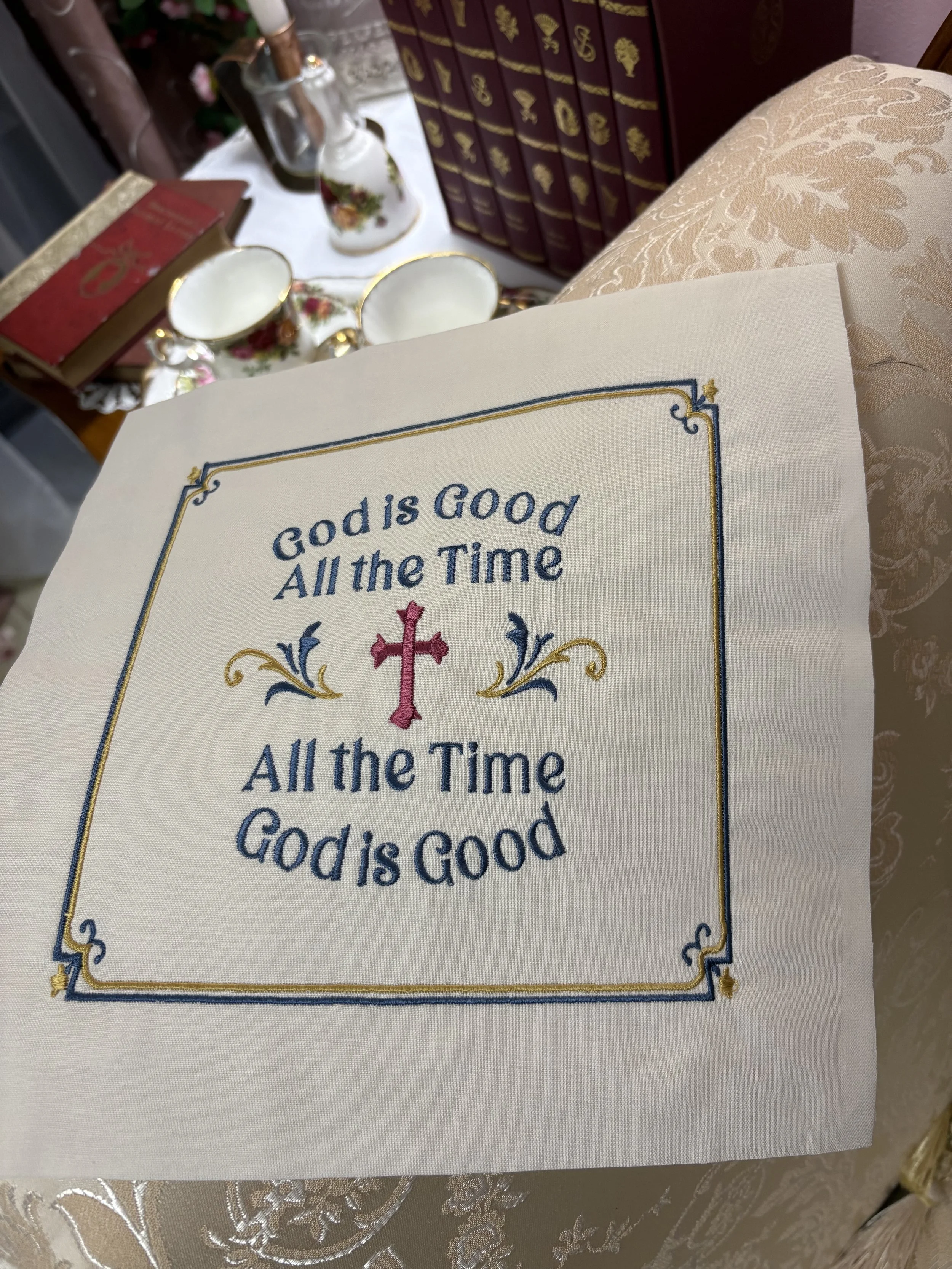 God is Good Embroidered Fabric Panel library.jpeg
