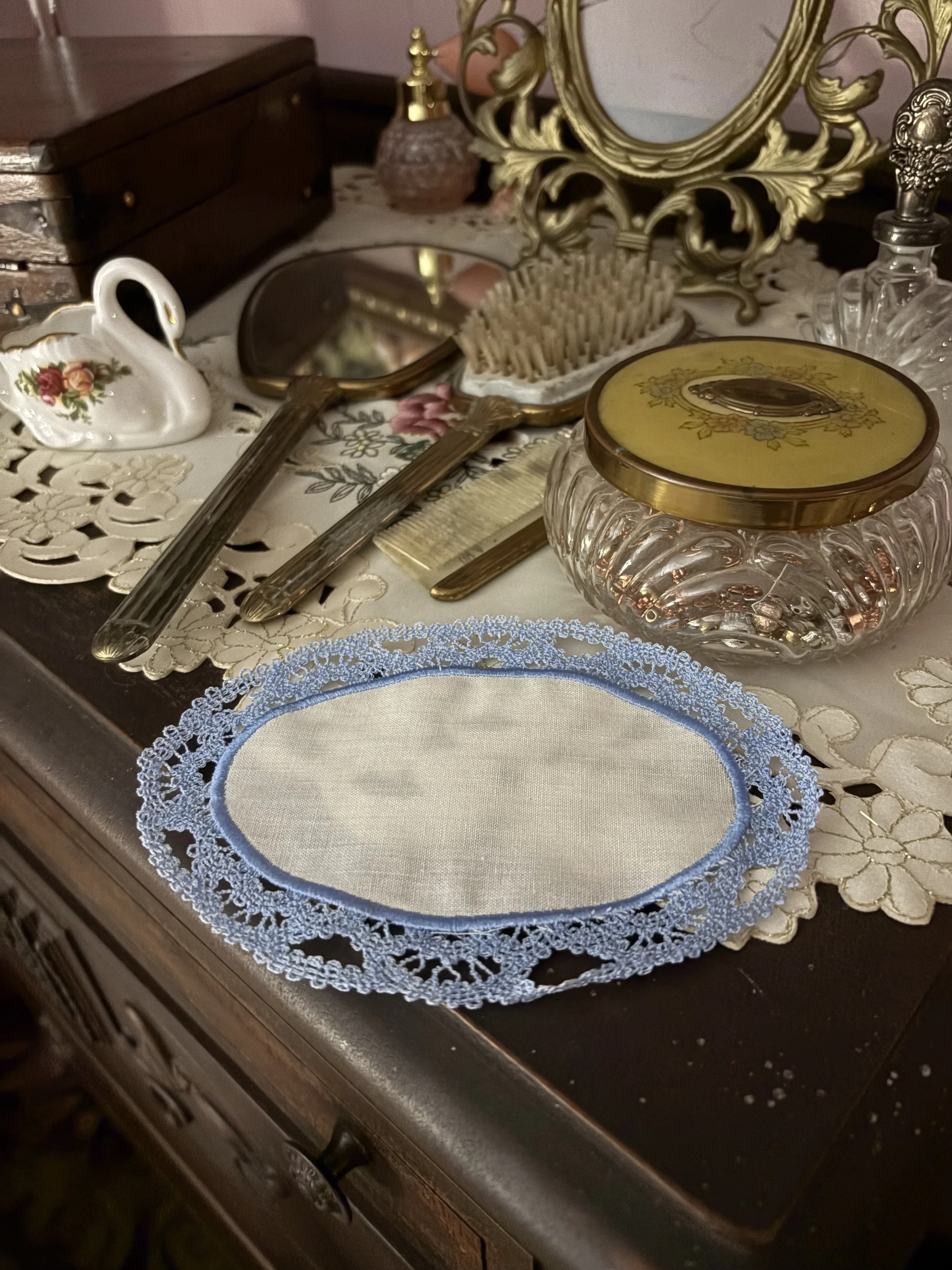 Heirloom Blue Lace Vanity Mat