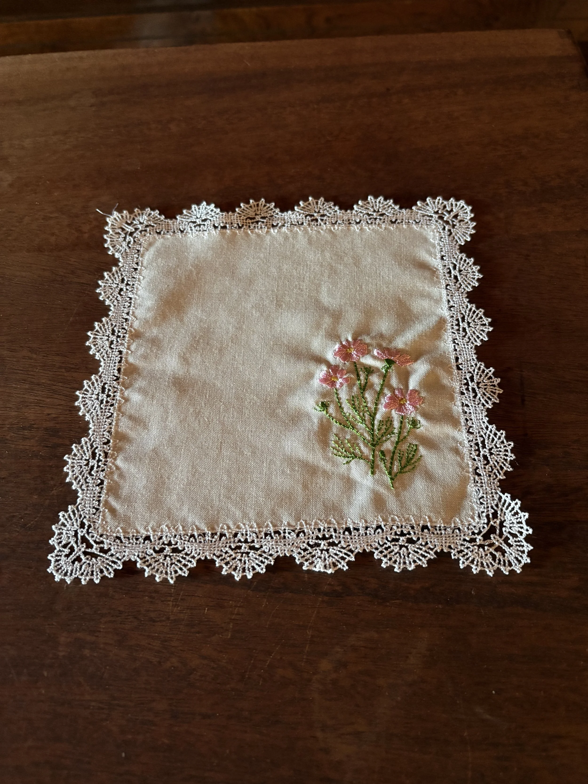Pink Cosmos Heirloom Handkerchief closeup.jpeg