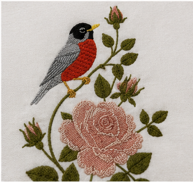American Red Robin and Heirloom Rose closeup.png
