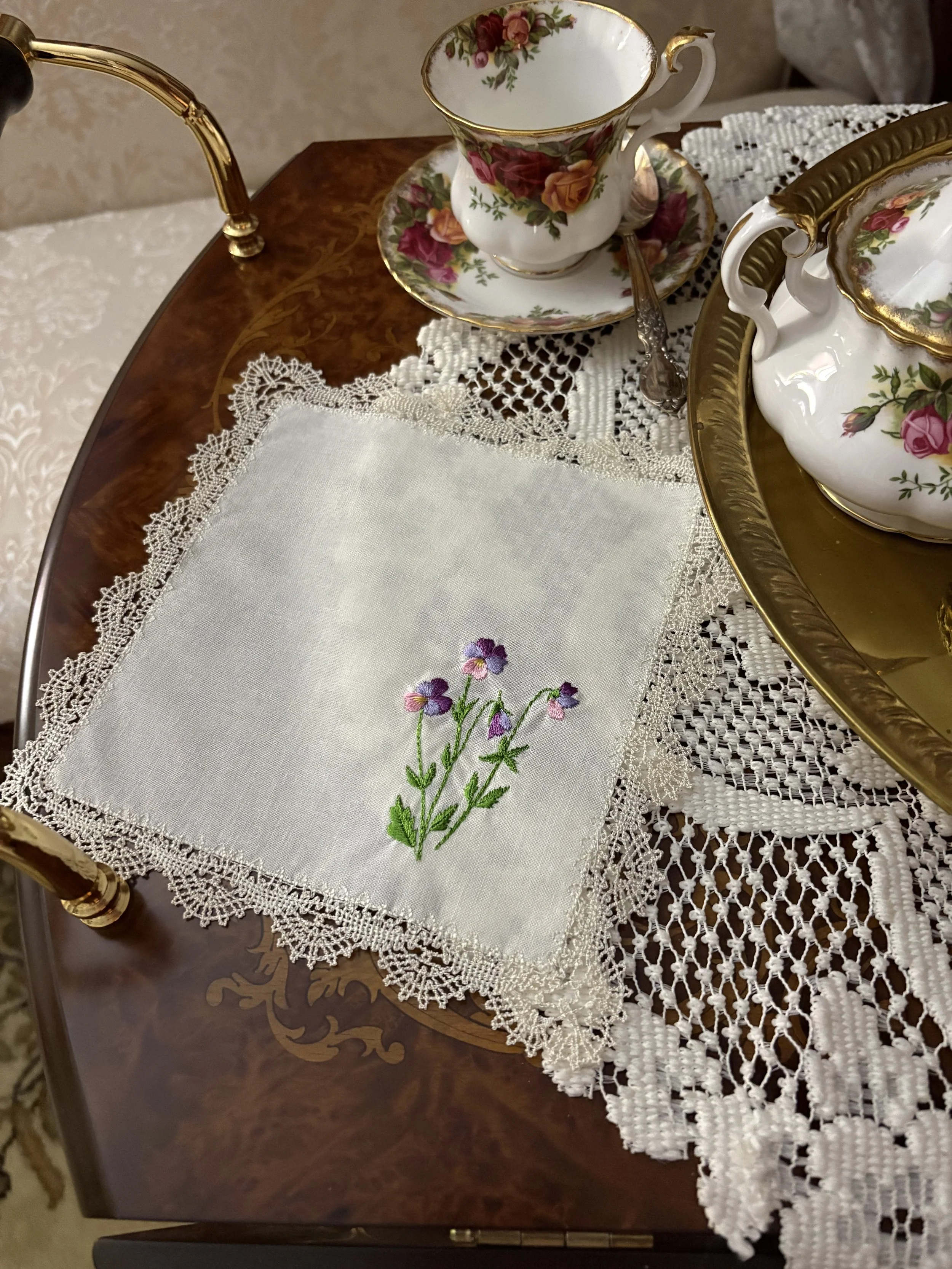 Victorian Violas Lace Handkerchief tea and scones.jpeg