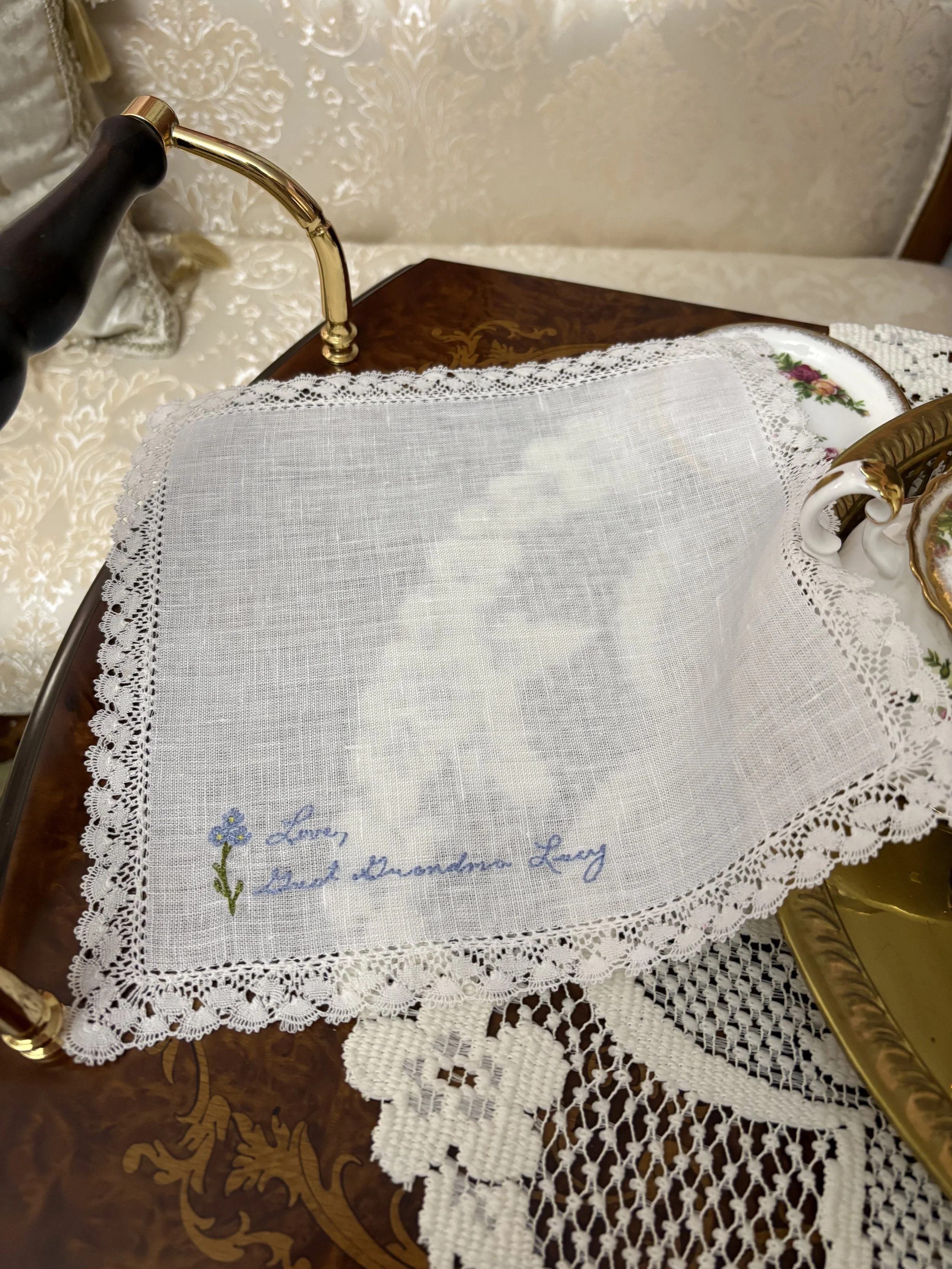 Personalized Forget Me Not Linen Wedding Handkerchief.jpeg