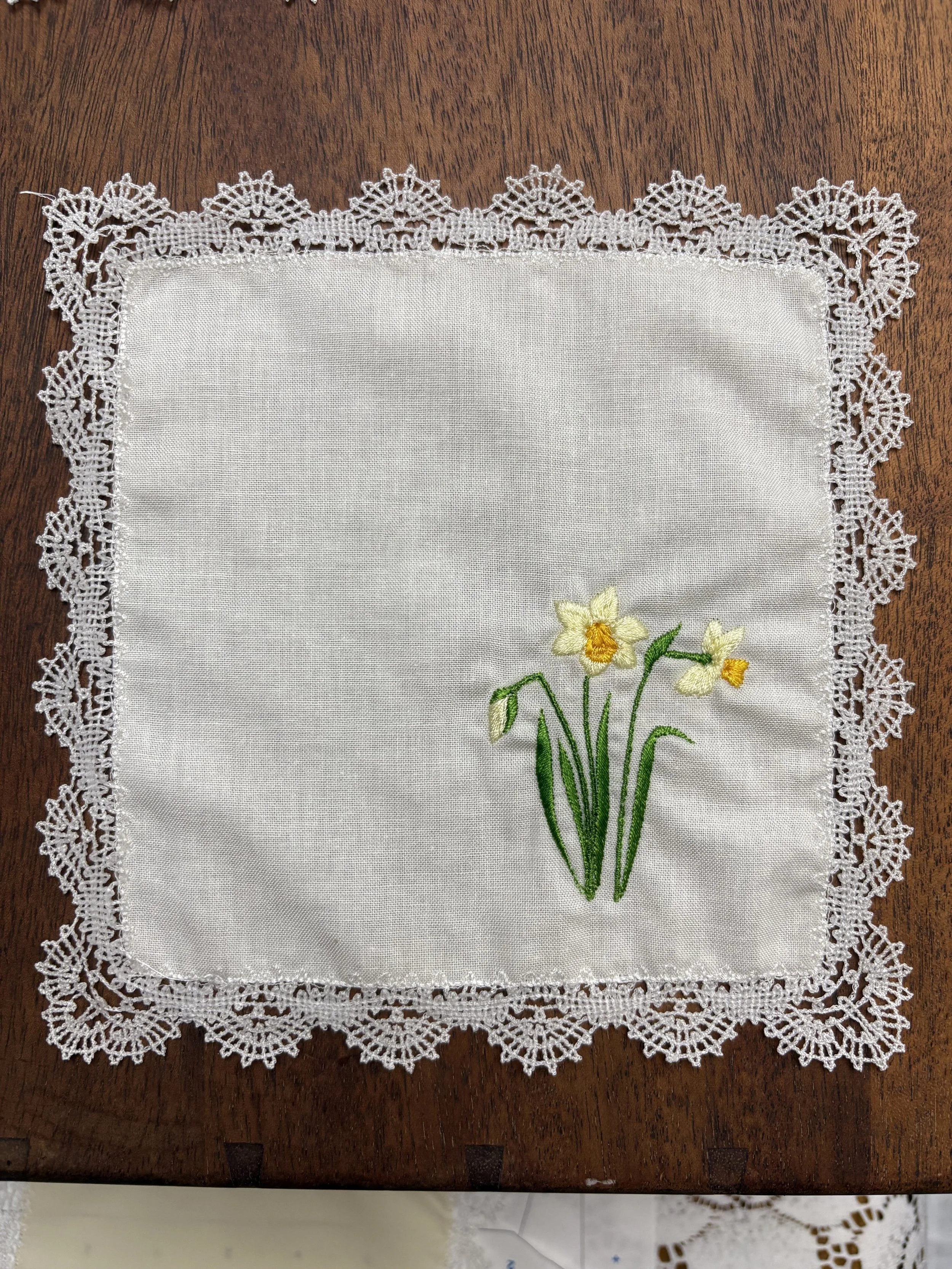Hope Narcissus Heirloom Handkerchief closeup.jpeg