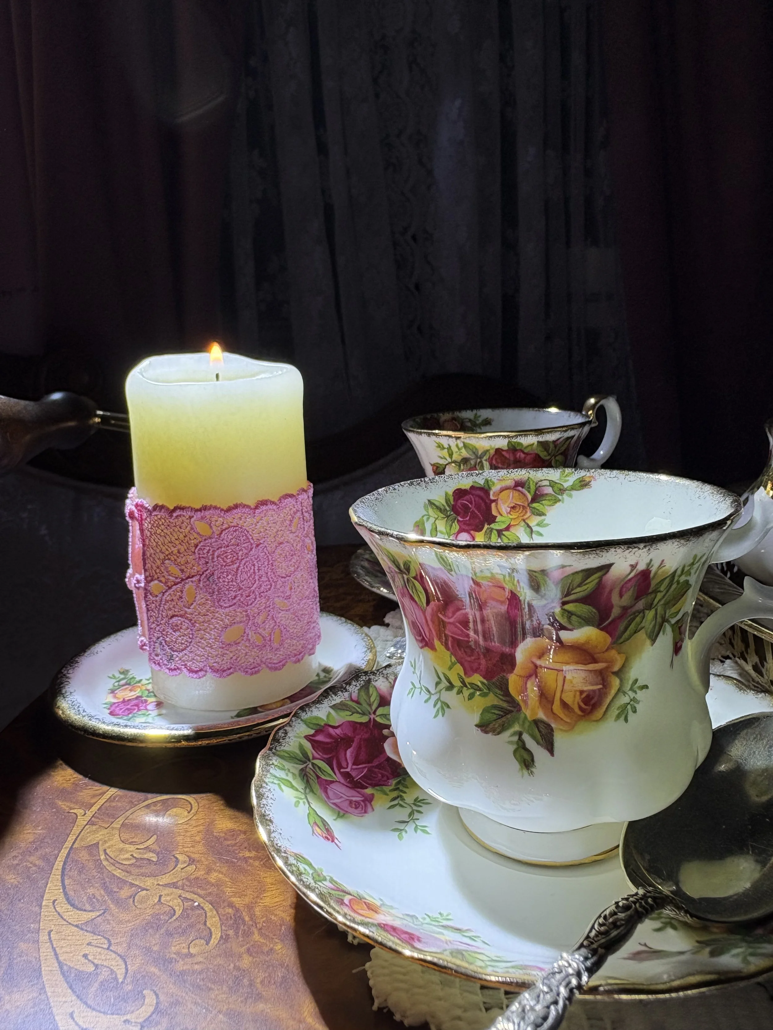 Heirloom Rose Lace Candle Wrap tea.jpeg