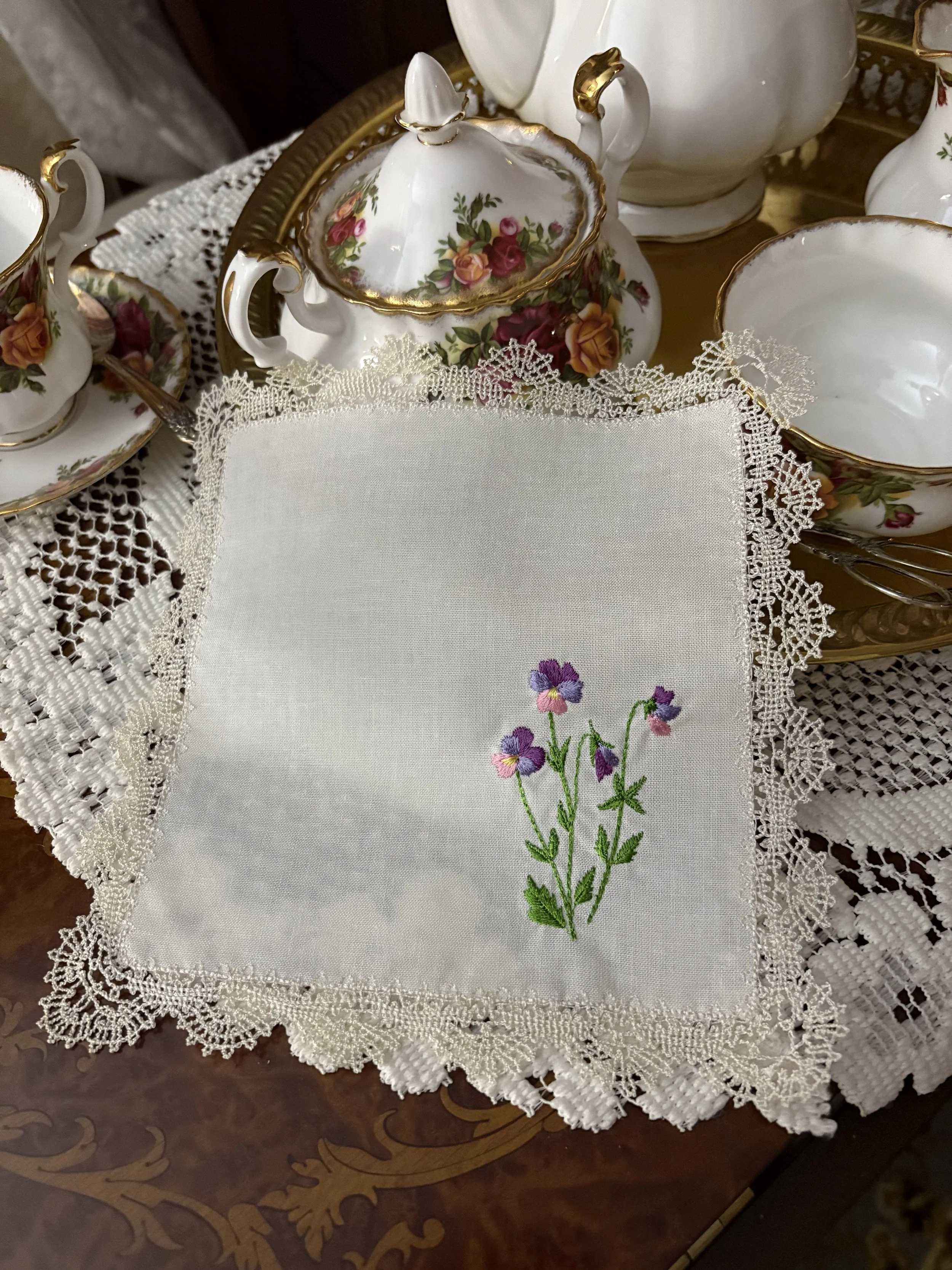 Victorian Violas Lace Handkerchief tea.jpeg